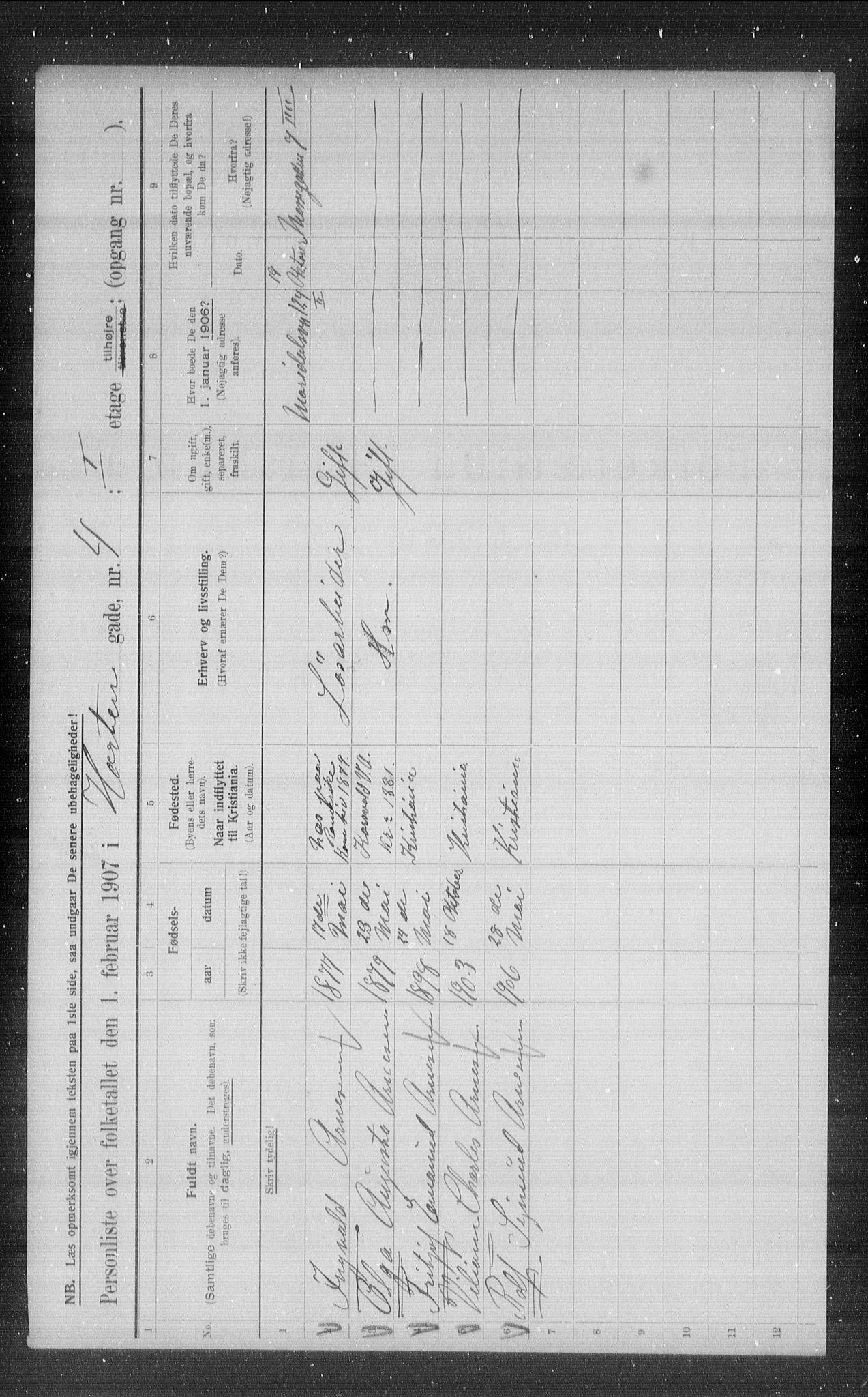 OBA, Municipal Census 1907 for Kristiania, 1907, p. 21259