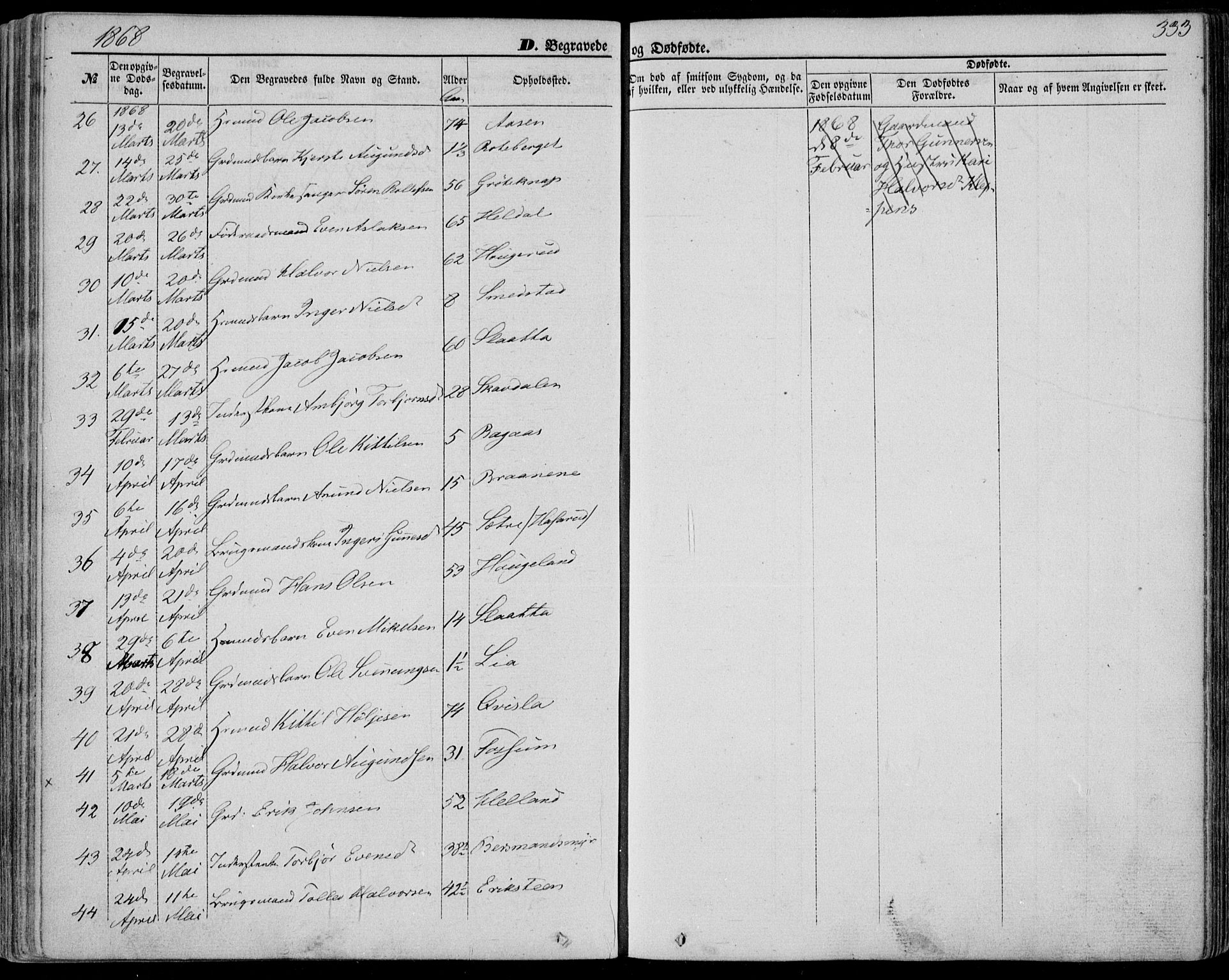 Bø kirkebøker, SAKO/A-257/F/Fa/L0009: Parish register (official) no. 9, 1862-1879, p. 333