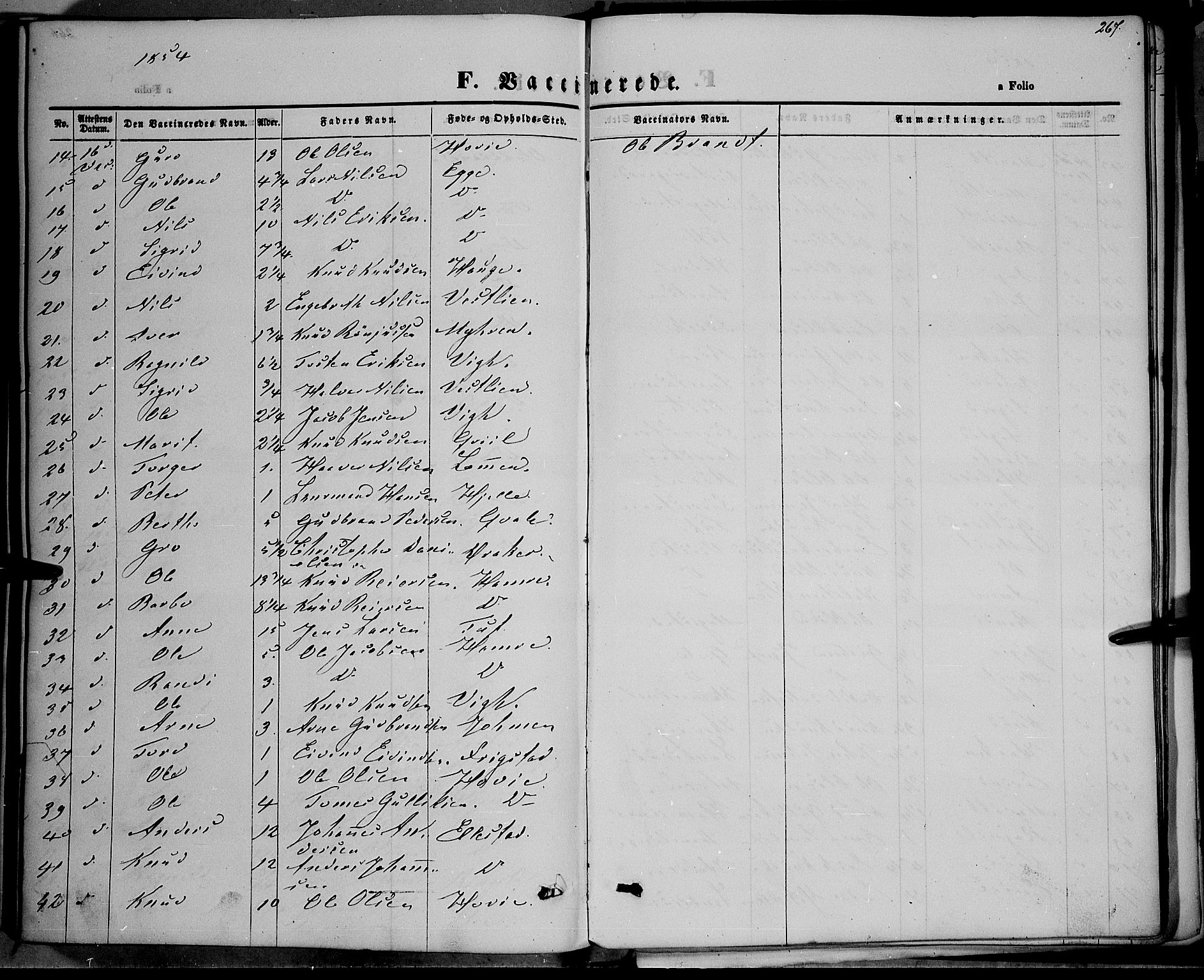 Vestre Slidre prestekontor, AV/SAH-PREST-136/H/Ha/Haa/L0001: Parish register (official) no. 1, 1844-1855, p. 267