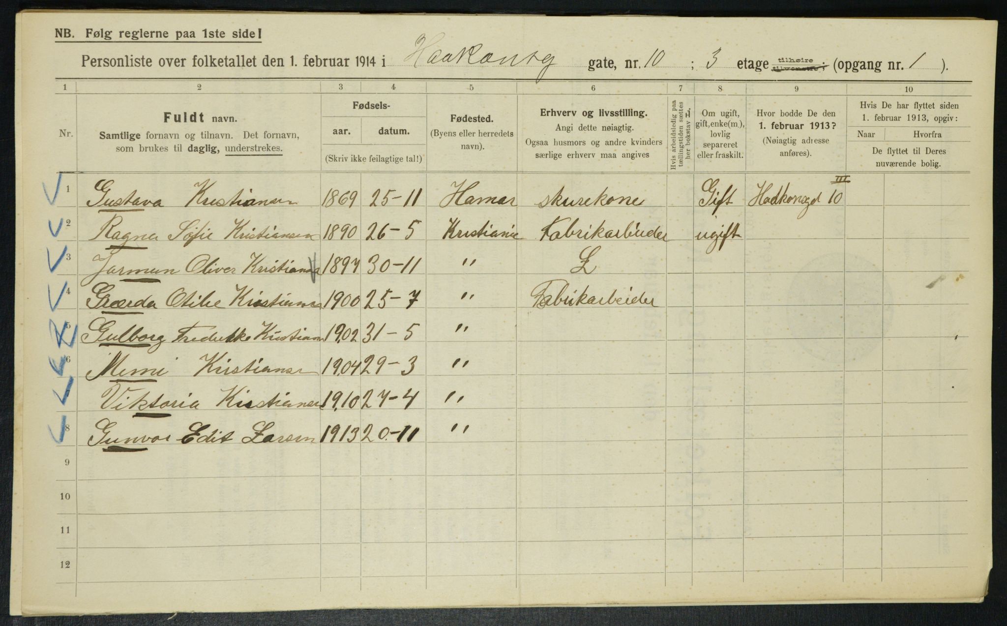 OBA, Municipal Census 1914 for Kristiania, 1914, p. 42774