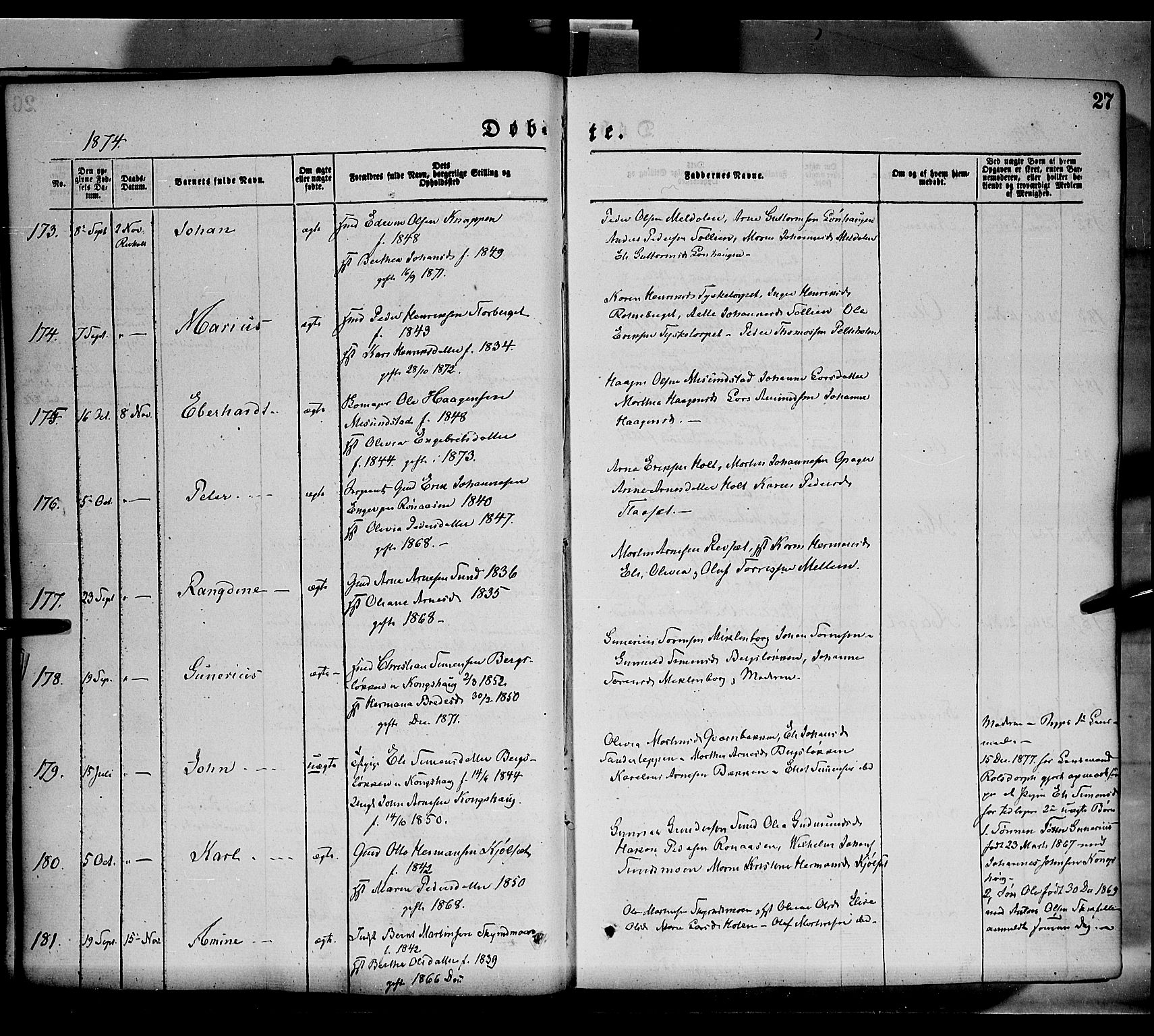 Grue prestekontor, SAH/PREST-036/H/Ha/Haa/L0011: Parish register (official) no. 11, 1873-1880, p. 27