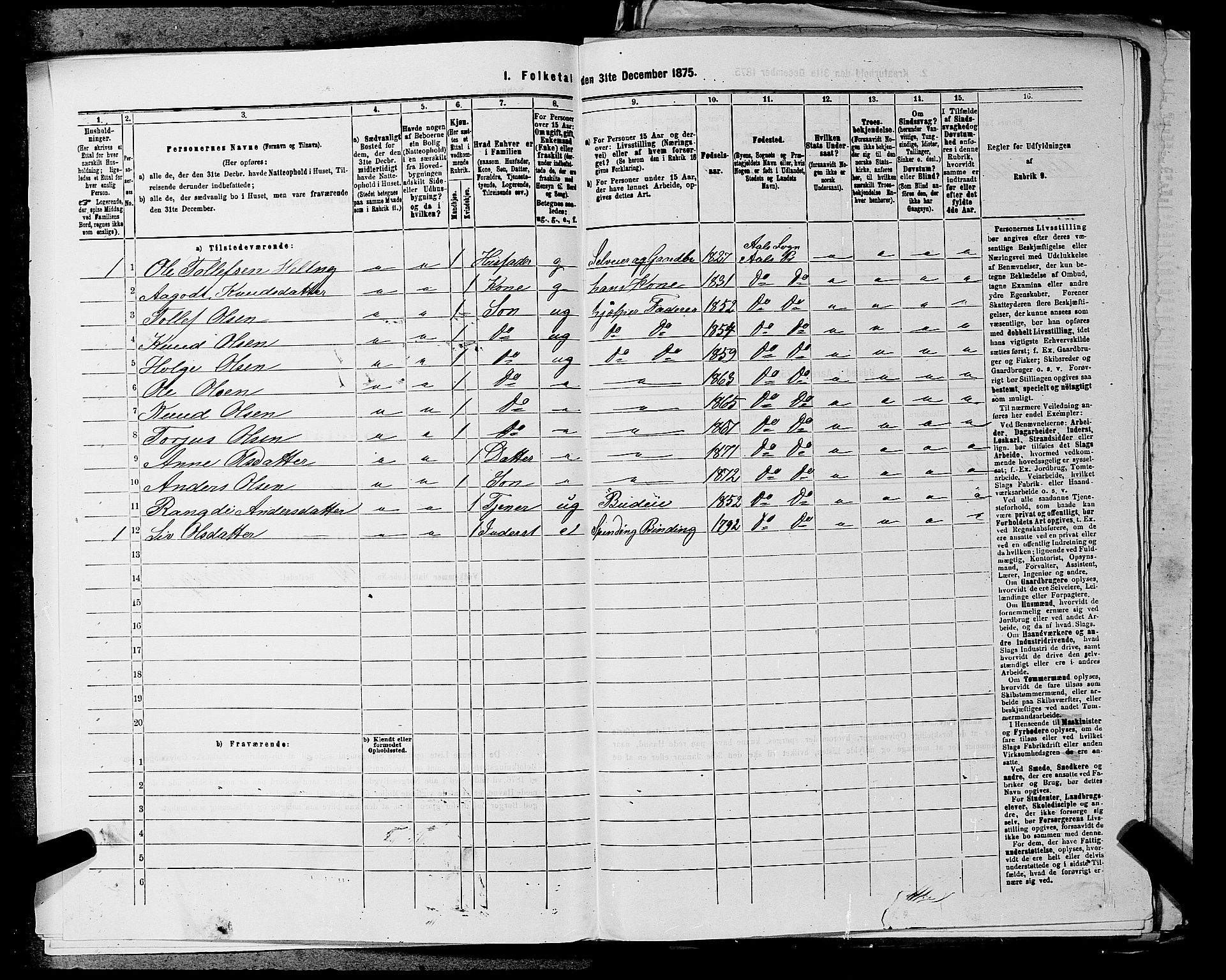 SAKO, 1875 census for 0619P Ål, 1875, p. 811