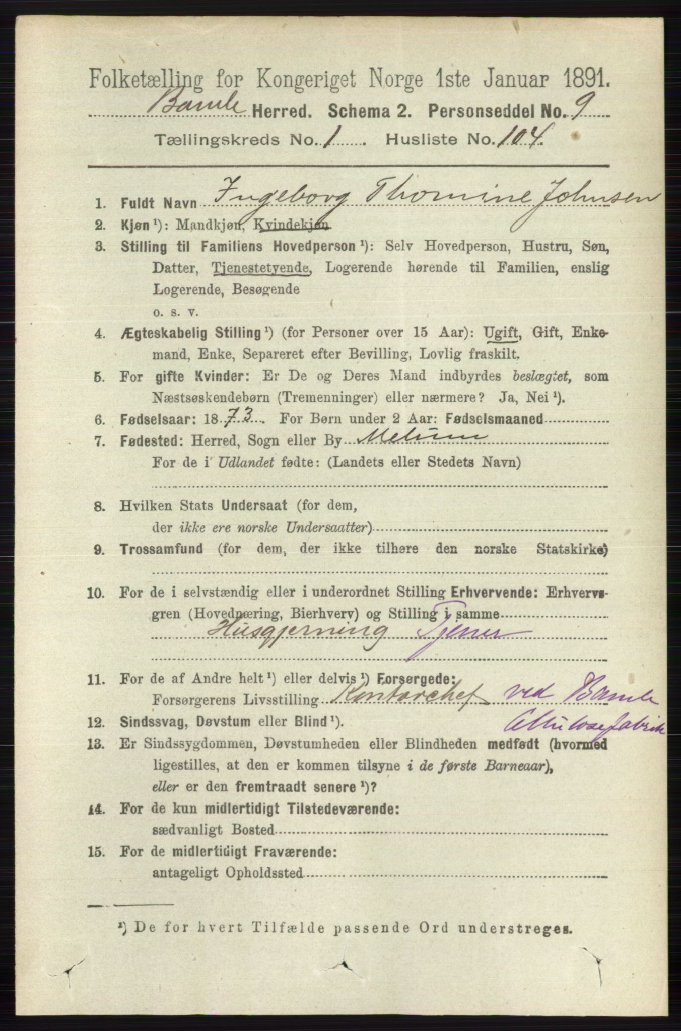 RA, 1891 census for 0814 Bamble, 1891, p. 931