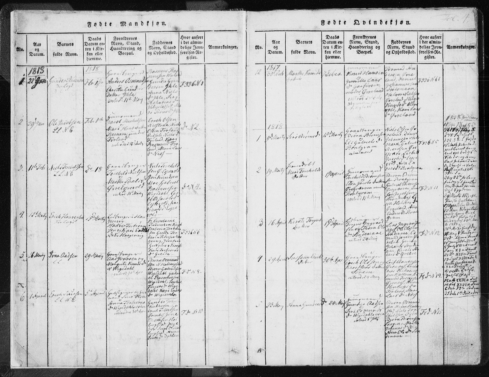 Vikedal sokneprestkontor, SAST/A-101840/01/IV: Parish register (official) no. A 3, 1817-1850, p. 4