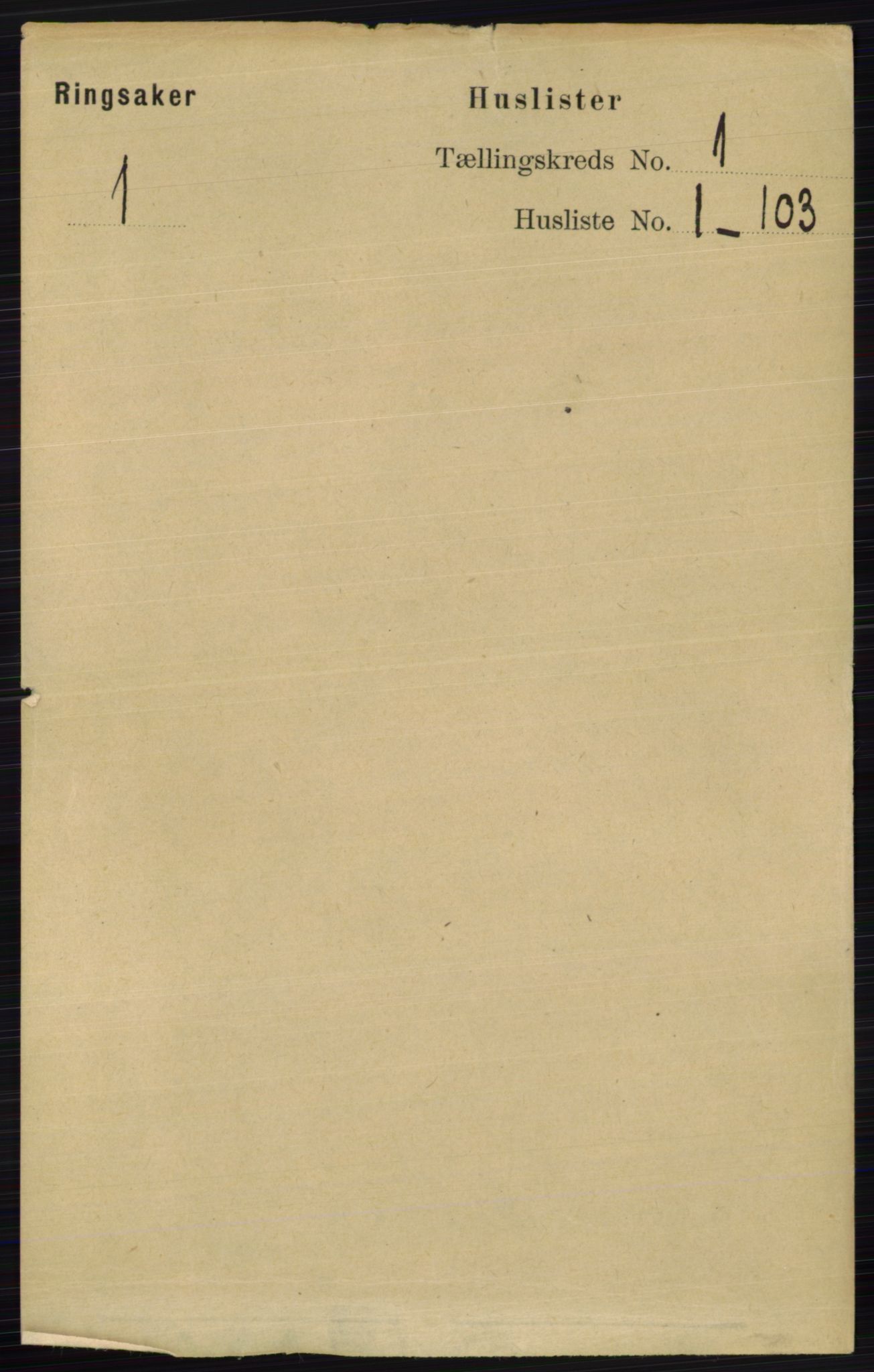 RA, 1891 census for 0412 Ringsaker, 1891, p. 66