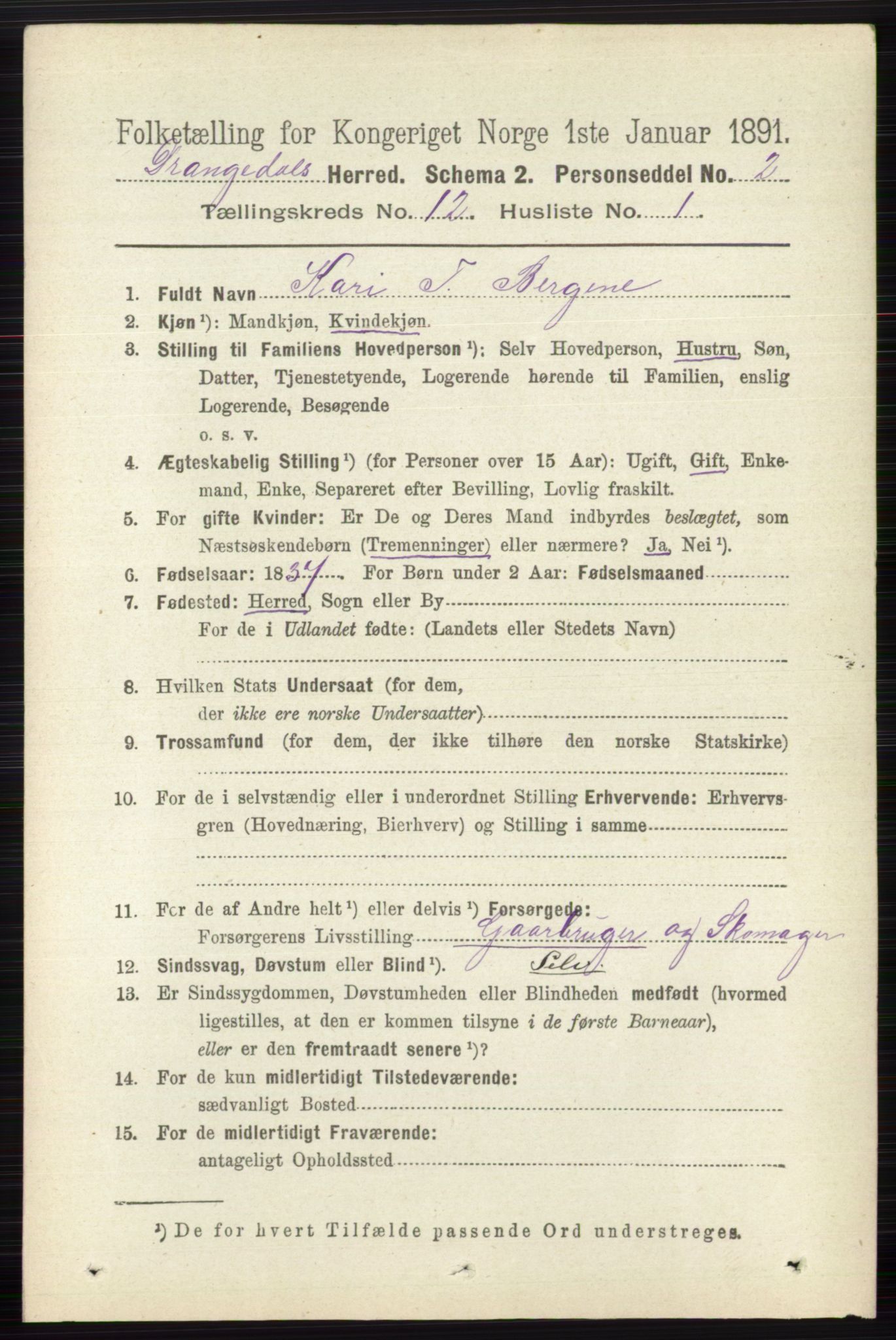 RA, 1891 census for 0817 Drangedal, 1891, p. 4362