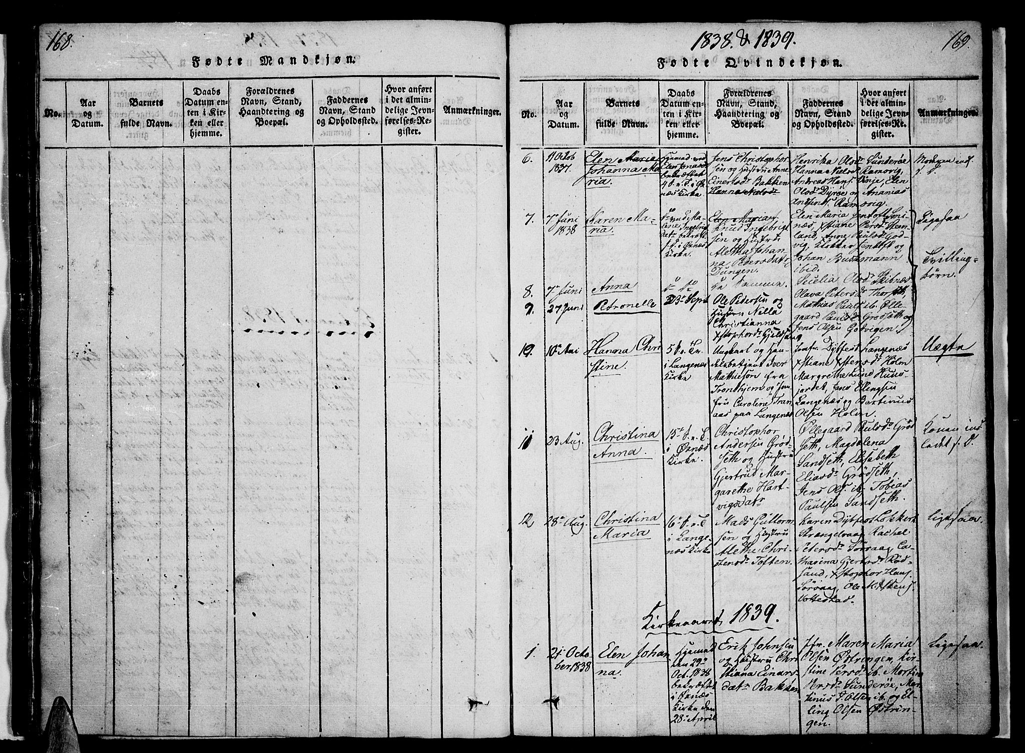 Ministerialprotokoller, klokkerbøker og fødselsregistre - Nordland, SAT/A-1459/893/L1331: Parish register (official) no. 893A04, 1820-1840, p. 168-169
