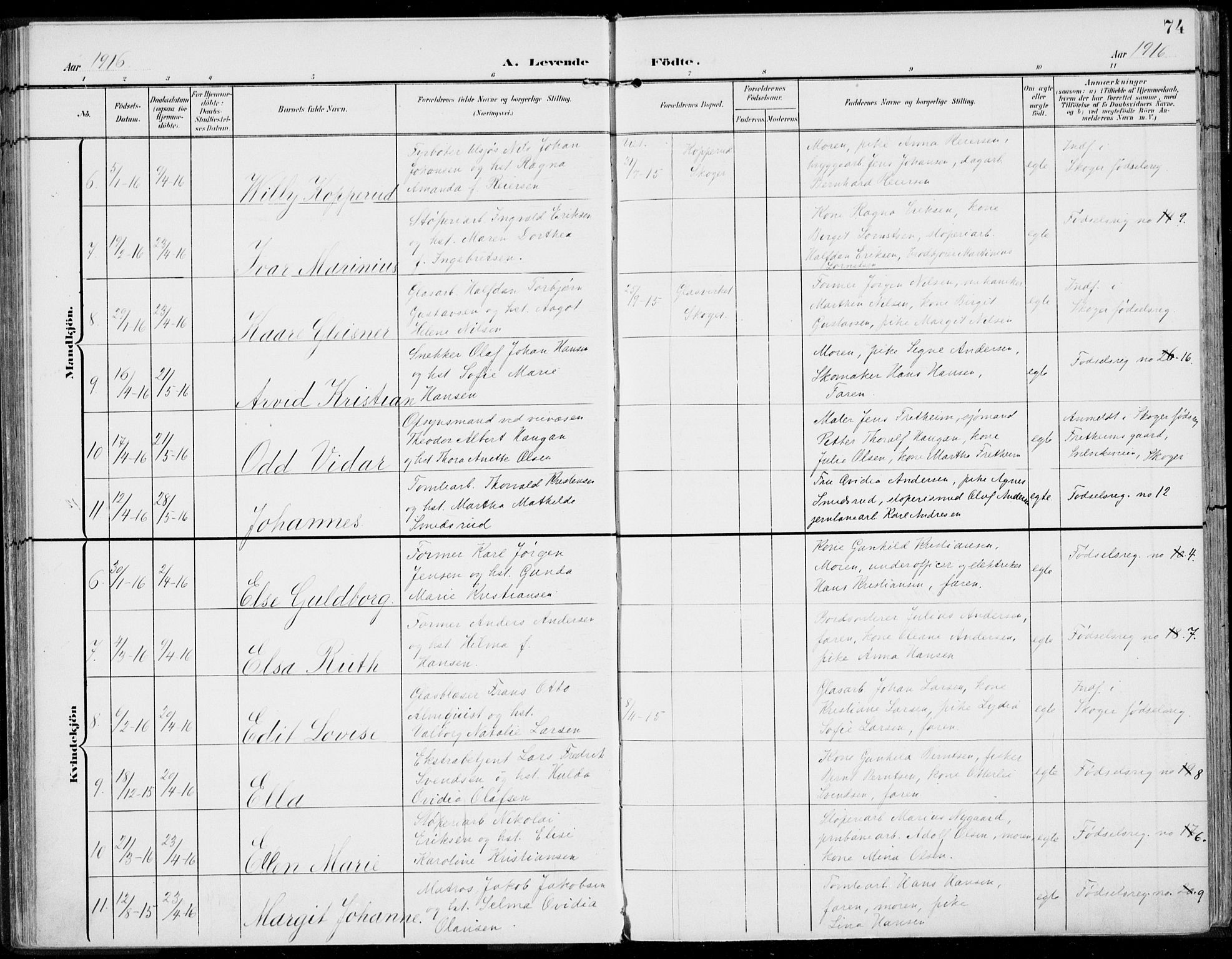 Strømsø kirkebøker, AV/SAKO-A-246/F/Fb/L0008: Parish register (official) no. II 8, 1902-1933, p. 74