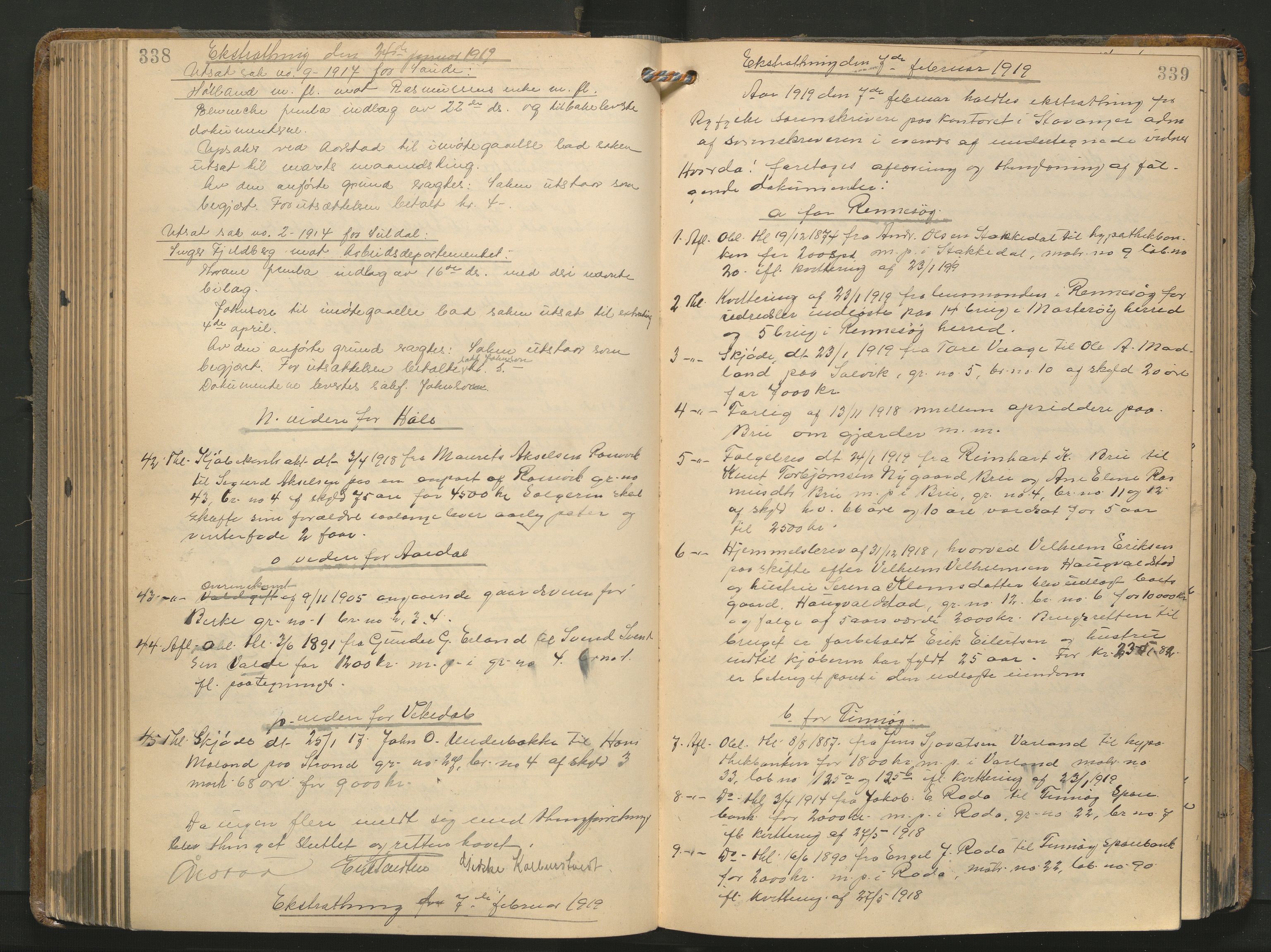 Ryfylke tingrett, AV/SAST-A-100055/001/I/IB/IB0/L0026: Tingbok, Ryfylke, 1917-1920, p. 338-339