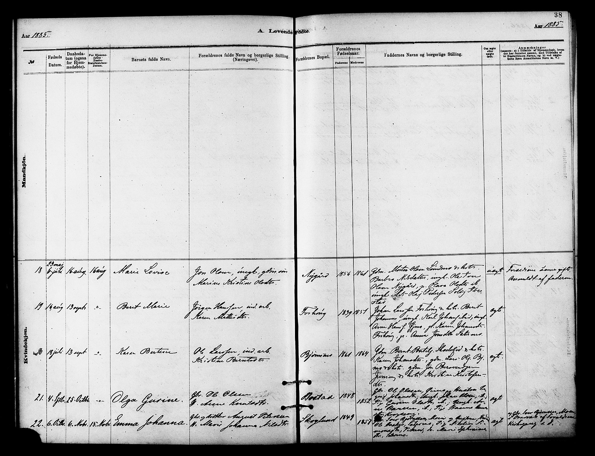 Målselv sokneprestembete, SATØ/S-1311/G/Ga/Gaa/L0009kirke: Parish register (official) no. 9, 1878-1889, p. 38