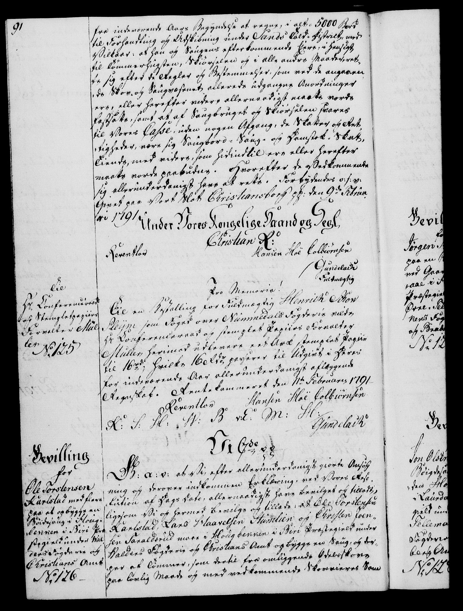 Rentekammeret, Kammerkanselliet, RA/EA-3111/G/Gg/Gga/L0015: Norsk ekspedisjonsprotokoll med register (merket RK 53.15), 1790-1791, p. 91