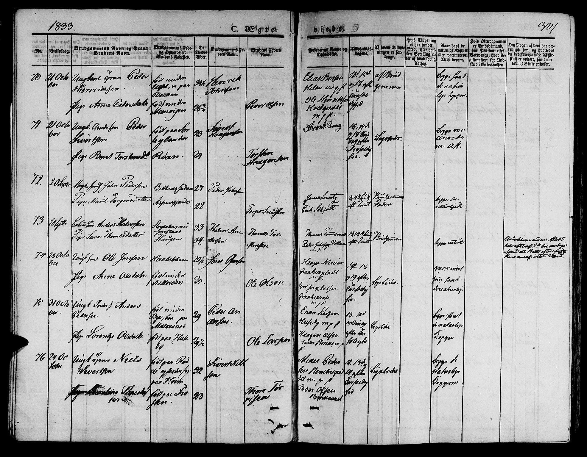 Ministerialprotokoller, klokkerbøker og fødselsregistre - Nord-Trøndelag, AV/SAT-A-1458/709/L0072: Parish register (official) no. 709A12, 1833-1844, p. 327