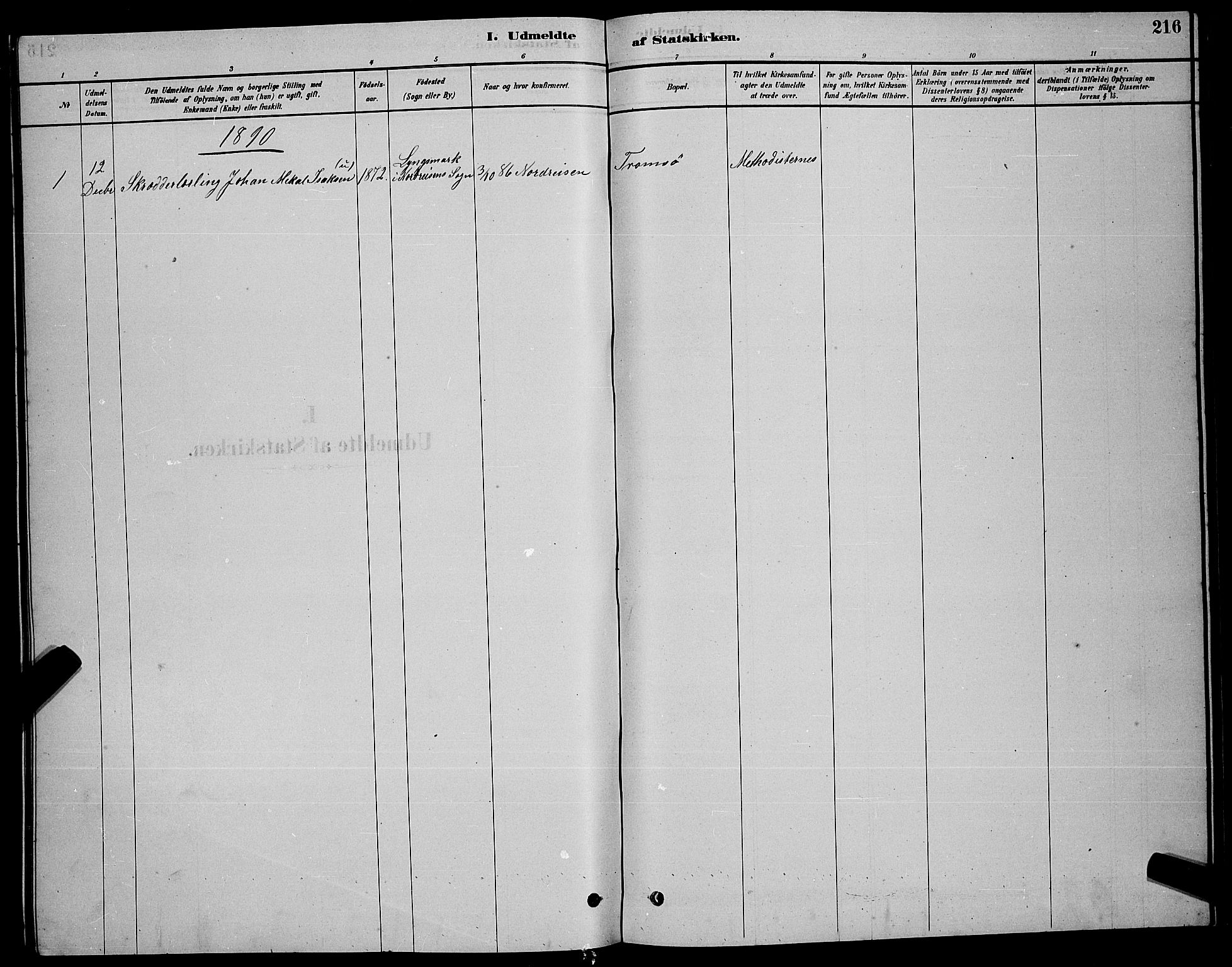 Skjervøy sokneprestkontor, AV/SATØ-S-1300/H/Ha/Hab/L0020klokker: Parish register (copy) no. 20, 1878-1892, p. 216