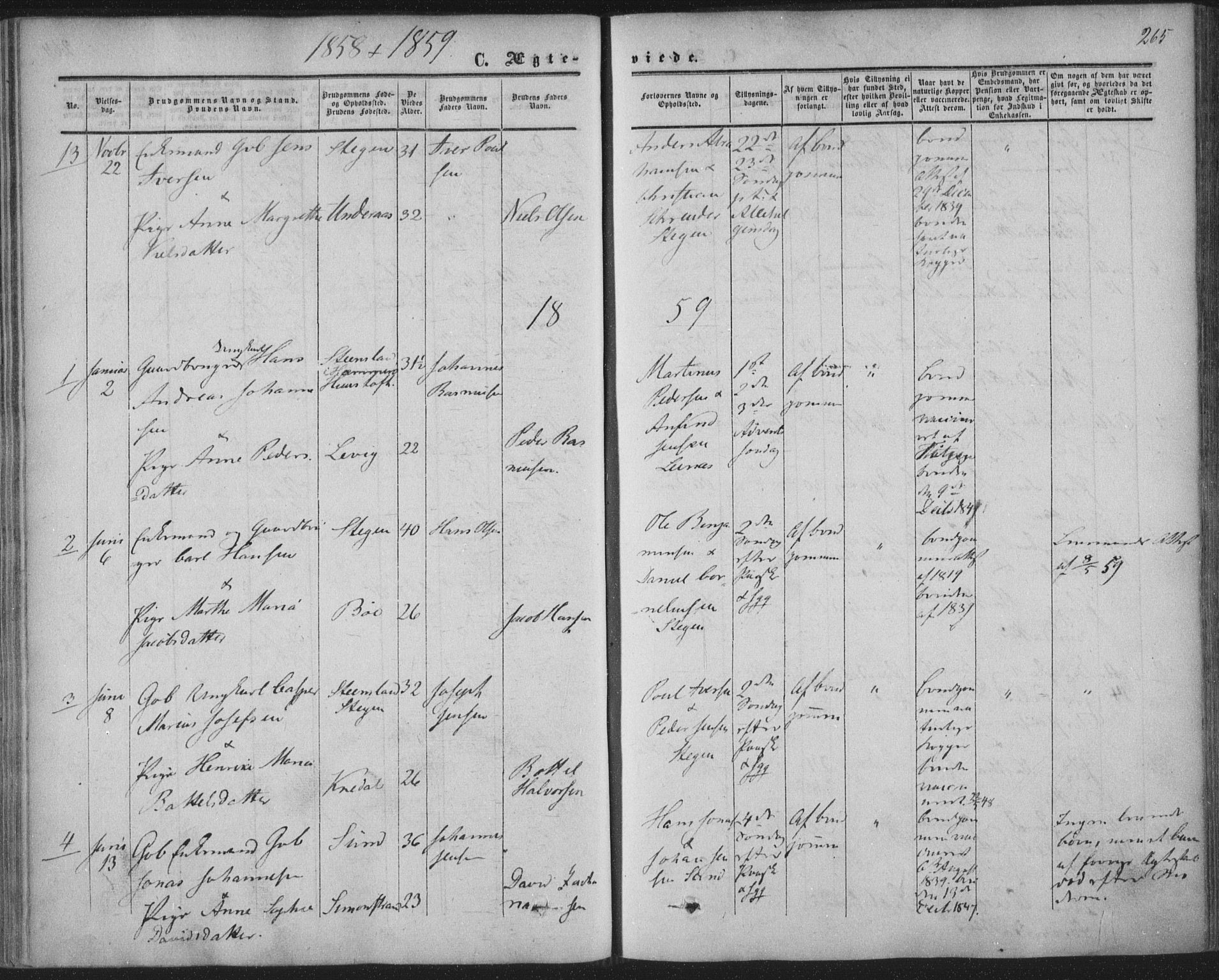 Ministerialprotokoller, klokkerbøker og fødselsregistre - Nordland, AV/SAT-A-1459/855/L0800: Parish register (official) no. 855A08, 1852-1864, p. 265