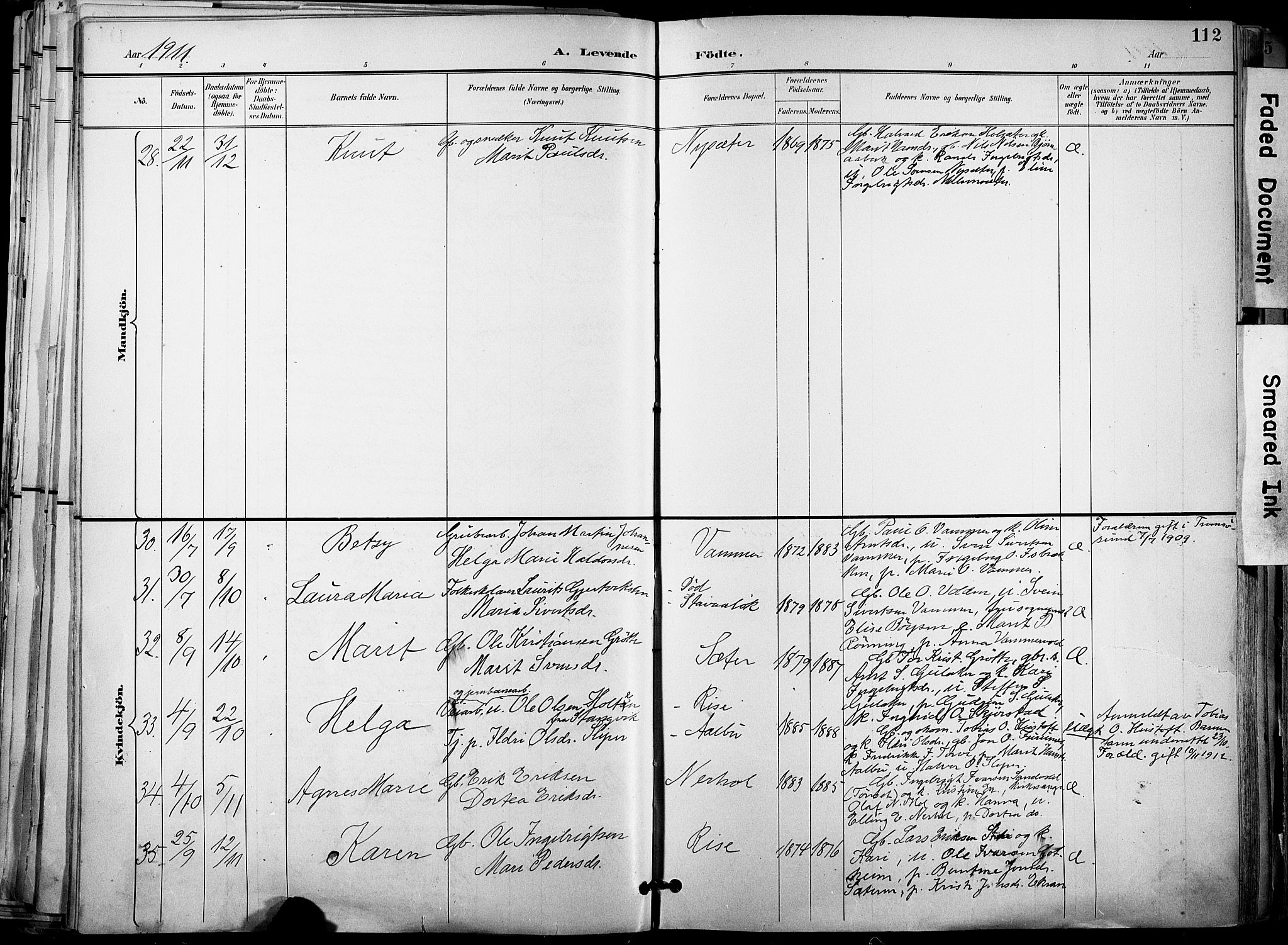 Ministerialprotokoller, klokkerbøker og fødselsregistre - Sør-Trøndelag, AV/SAT-A-1456/678/L0902: Parish register (official) no. 678A11, 1895-1911, p. 112