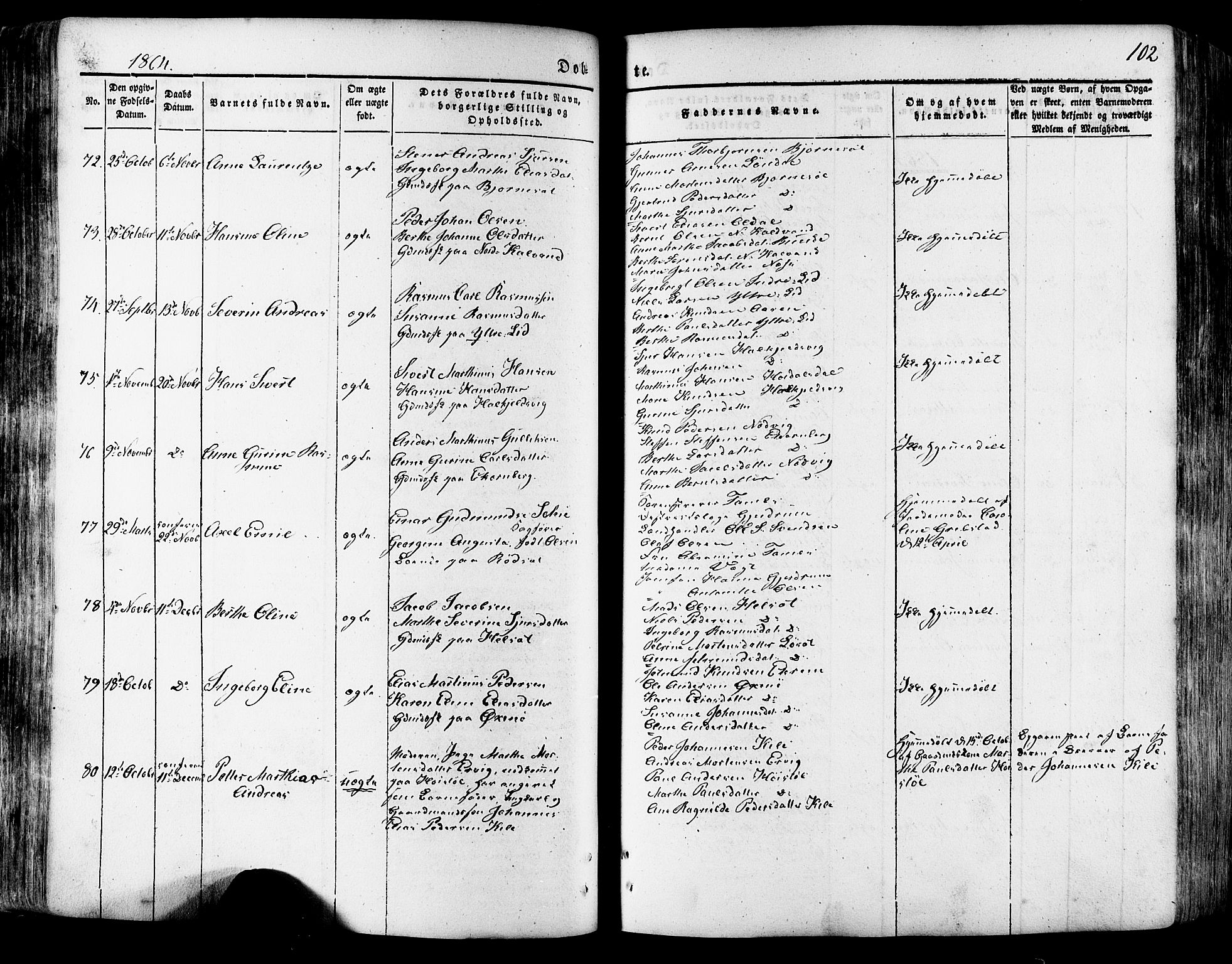 Ministerialprotokoller, klokkerbøker og fødselsregistre - Møre og Romsdal, SAT/A-1454/511/L0140: Parish register (official) no. 511A07, 1851-1878, p. 102
