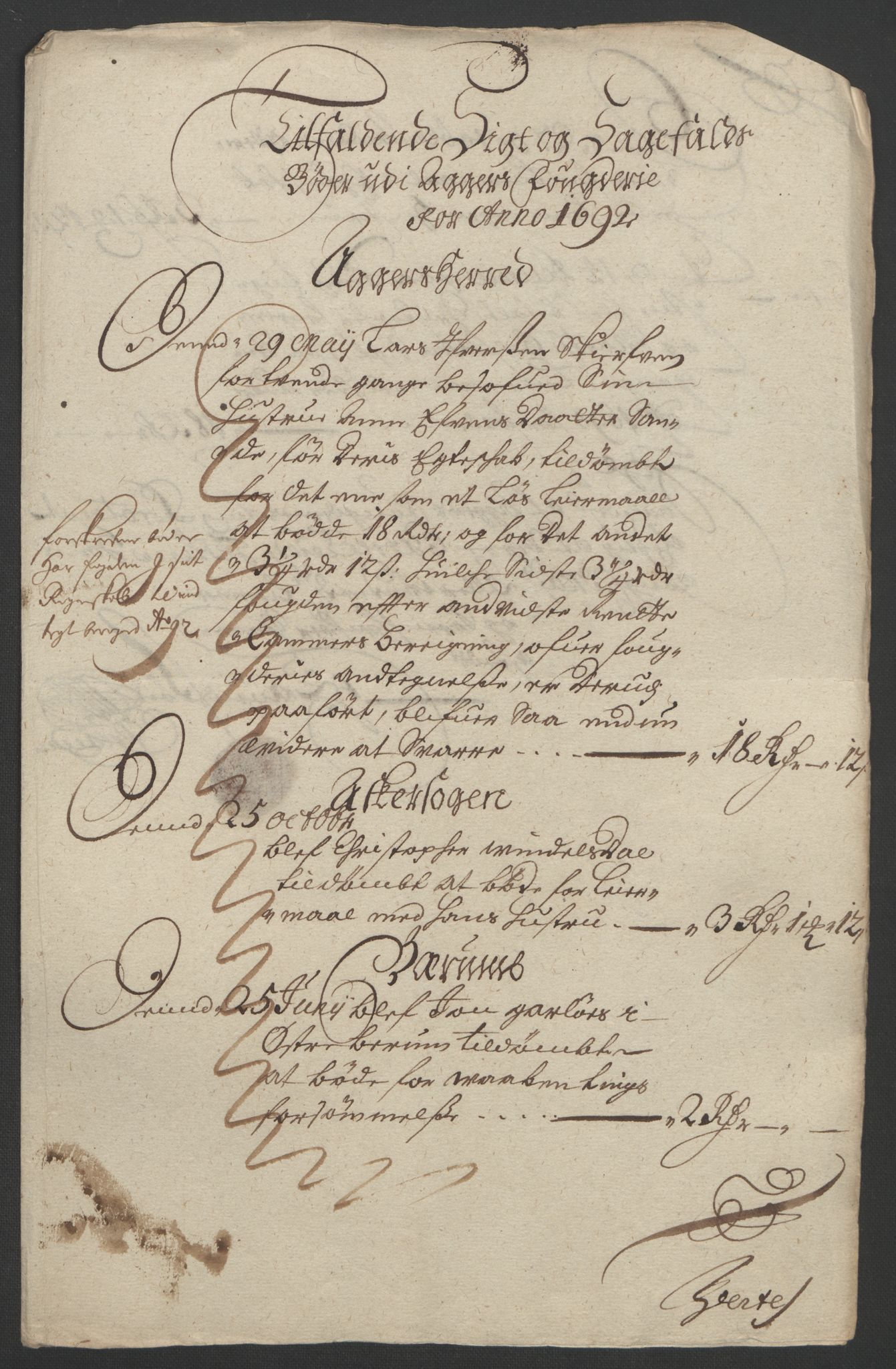 Rentekammeret inntil 1814, Reviderte regnskaper, Fogderegnskap, AV/RA-EA-4092/R08/L0426: Fogderegnskap Aker, 1692-1693, p. 83