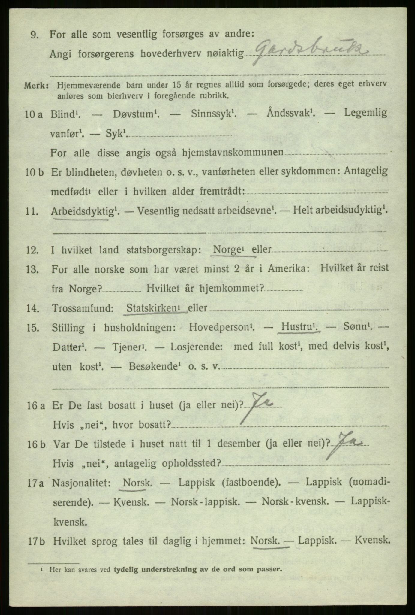 SATØ, 1920 census for Balsfjord, 1920, p. 3307