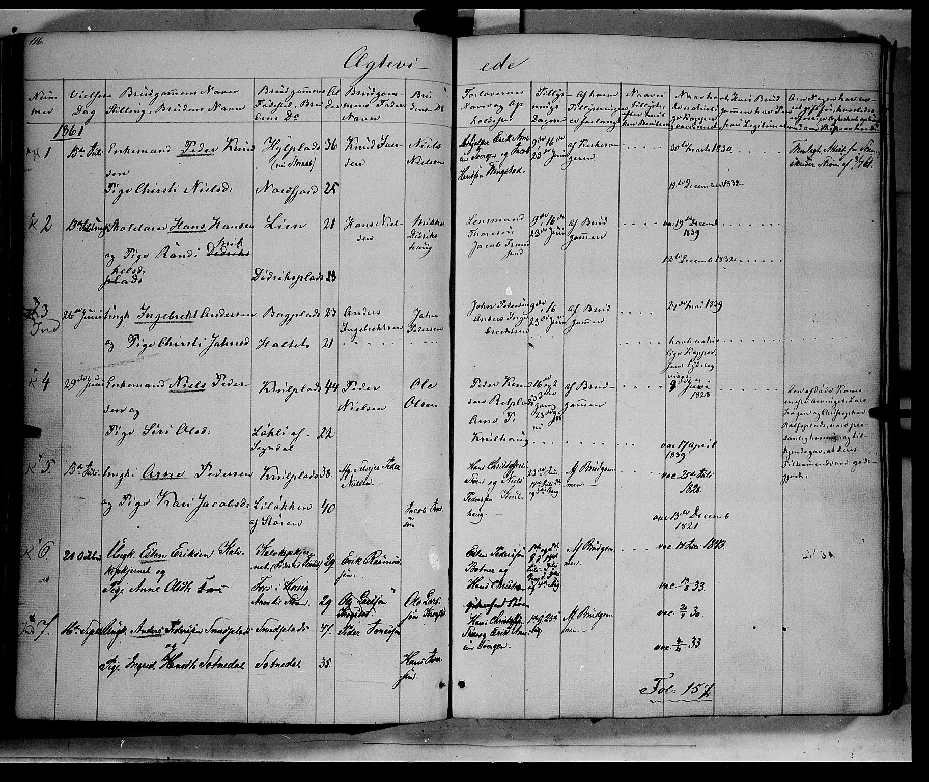 Kvikne prestekontor, SAH/PREST-064/H/Ha/Haa/L0005: Parish register (official) no. 5, 1841-1862, p. 116