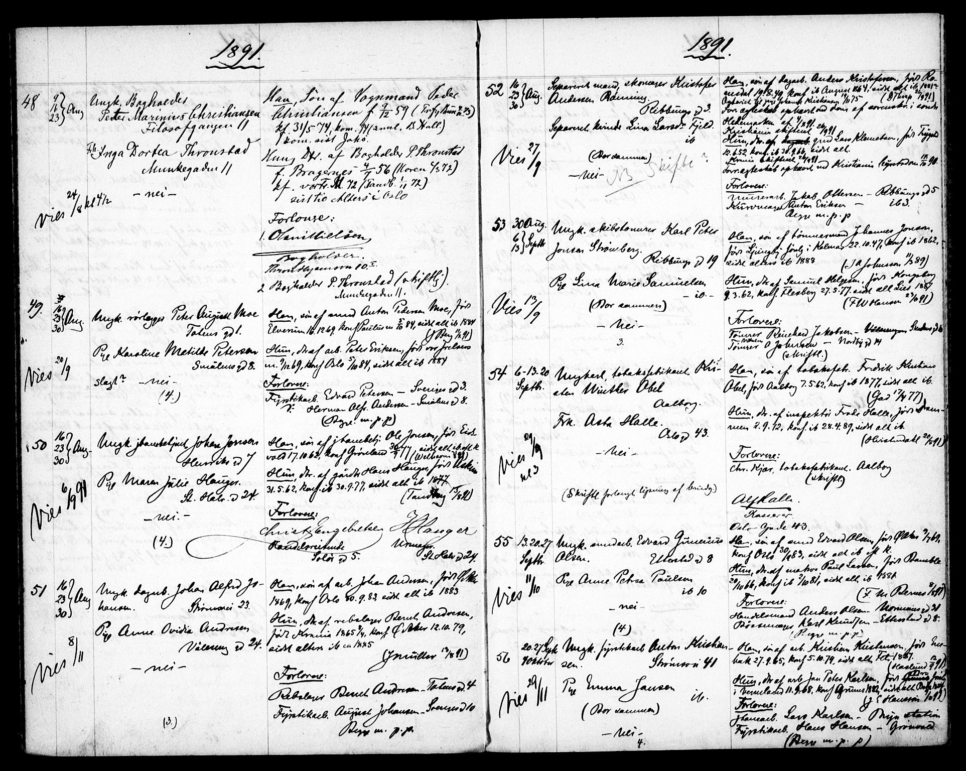 Gamlebyen prestekontor Kirkebøker, AV/SAO-A-10884/H/Ha/L0001: Banns register no. 1, 1891-1898