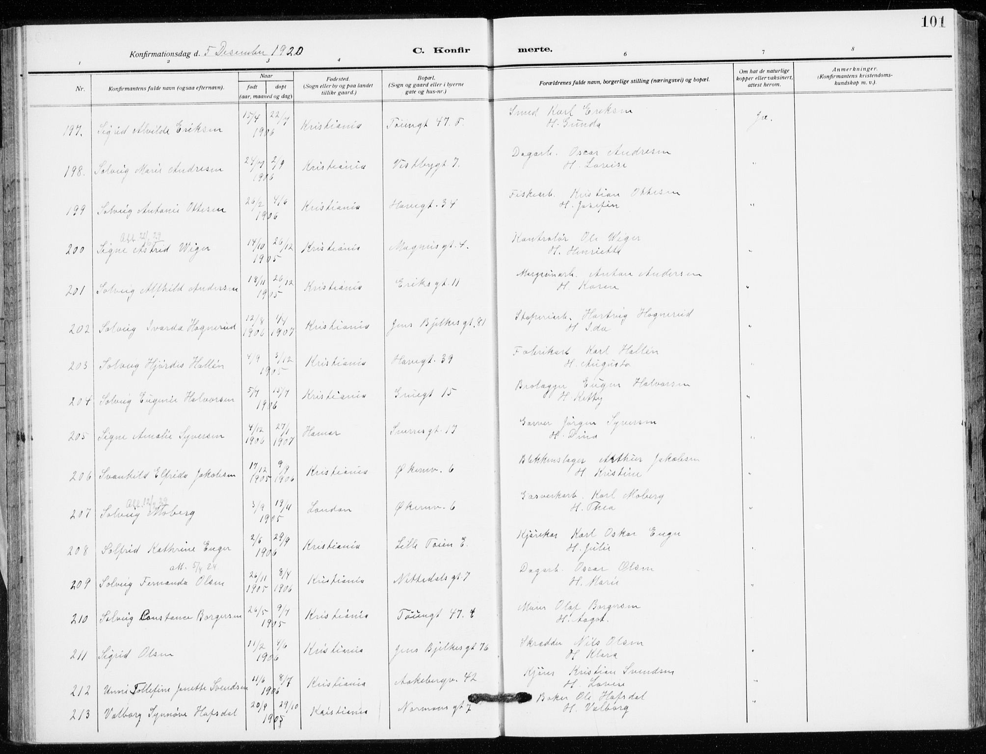 Kampen prestekontor Kirkebøker, AV/SAO-A-10853/F/Fa/L0013: Parish register (official) no. I 13, 1917-1922, p. 101