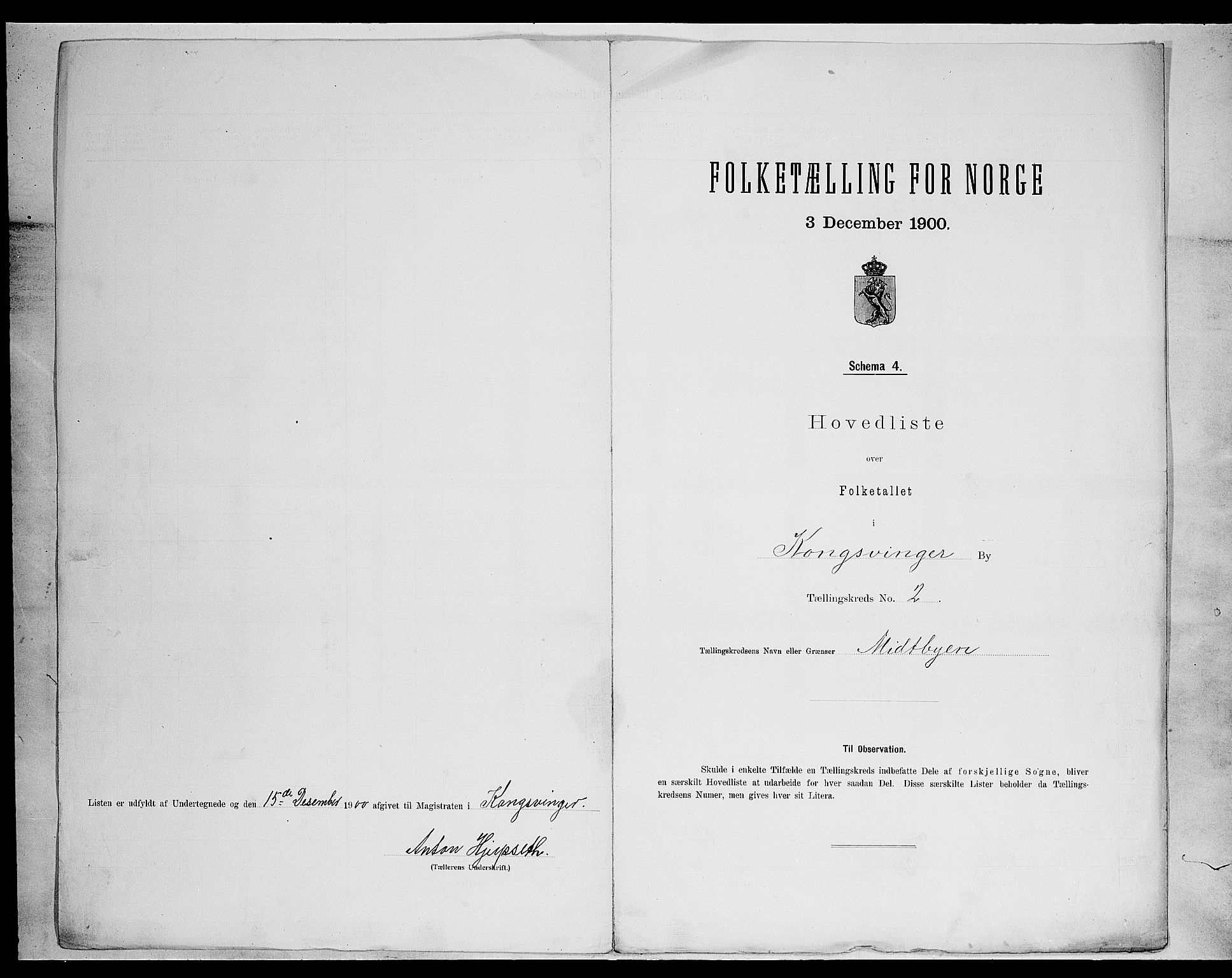 SAH, 1900 census for Kongsvinger, 1900, p. 11