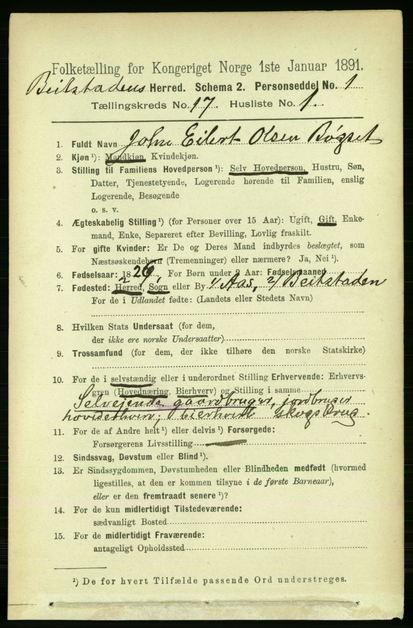 RA, 1891 census for 1727 Beitstad, 1891, p. 4360