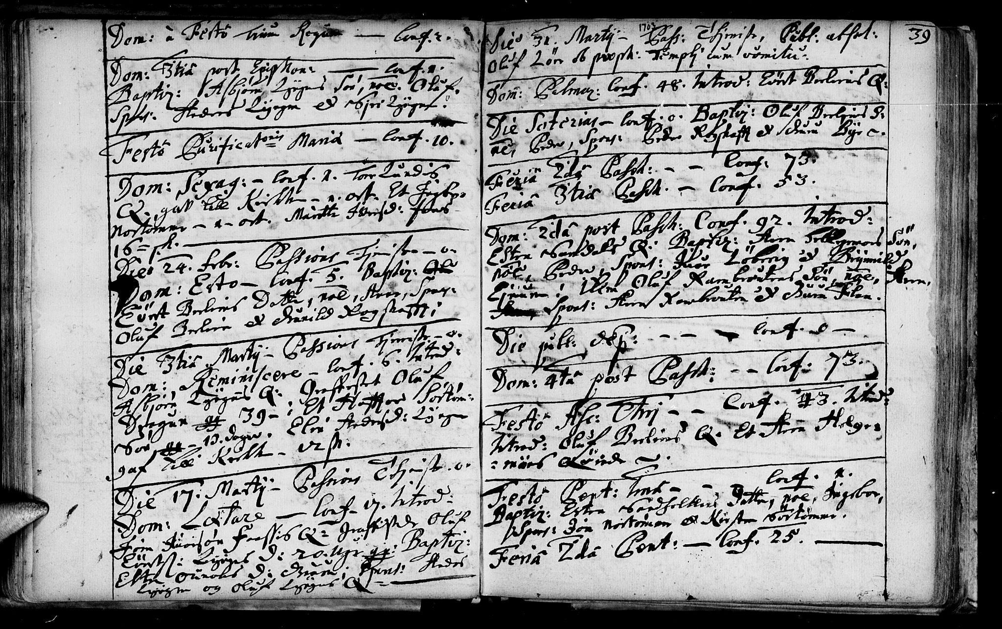 Ministerialprotokoller, klokkerbøker og fødselsregistre - Sør-Trøndelag, SAT/A-1456/692/L1101: Parish register (official) no. 692A01, 1690-1746, p. 39