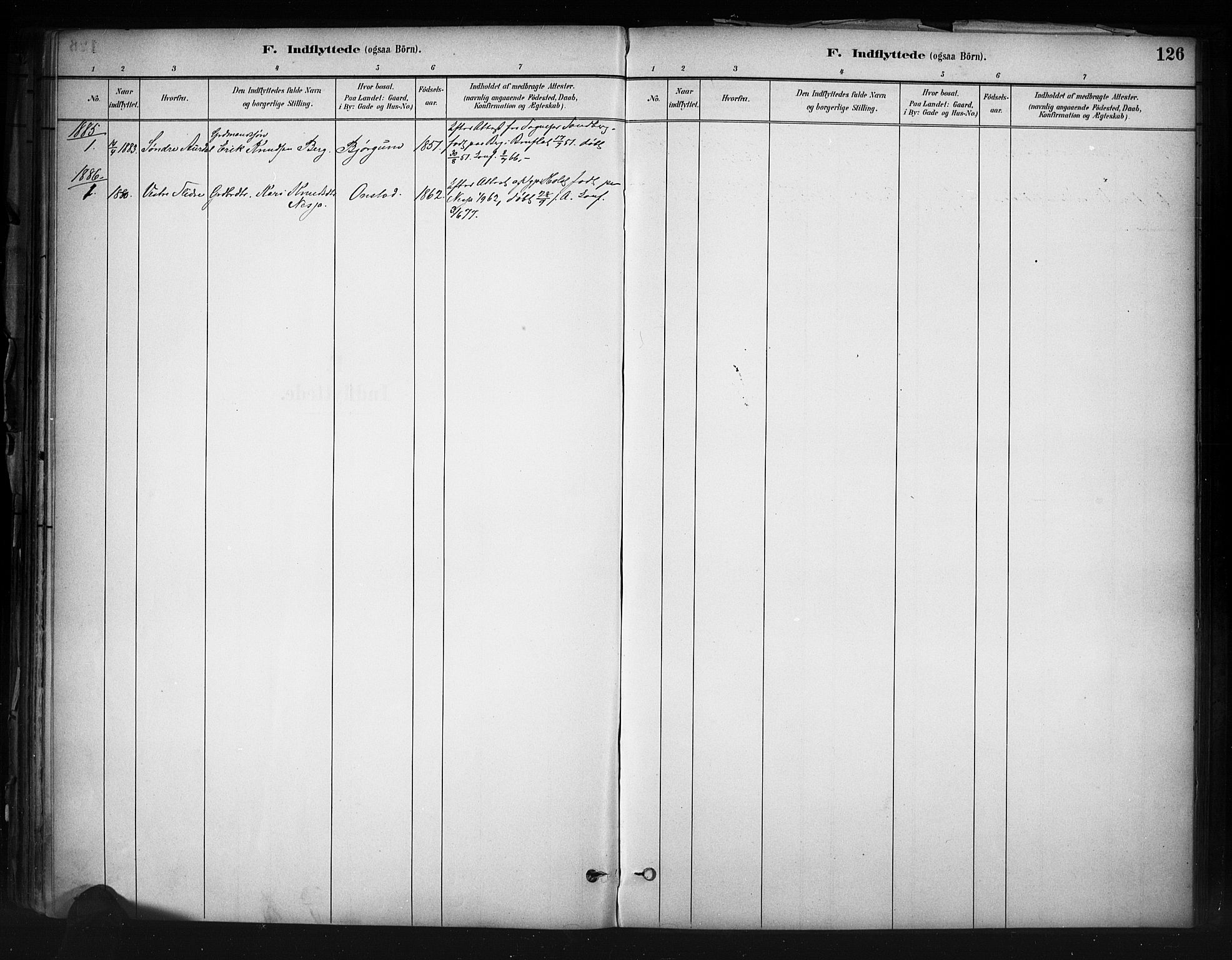Nord-Aurdal prestekontor, SAH/PREST-132/H/Ha/Haa/L0013: Parish register (official) no. 13, 1883-1895, p. 126