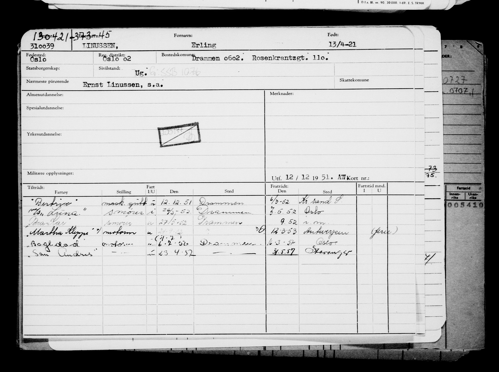 Direktoratet for sjømenn, AV/RA-S-3545/G/Gb/L0192: Hovedkort, 1921, p. 365