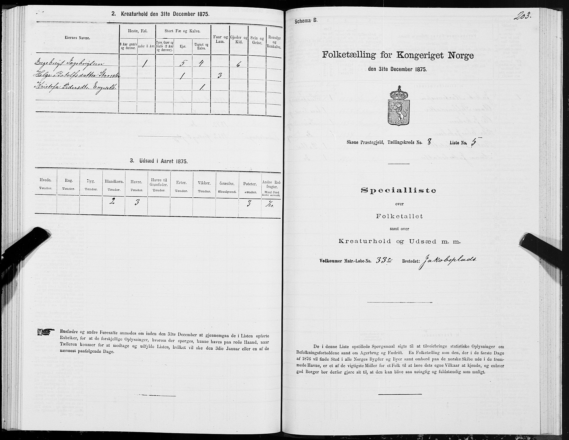 SAT, 1875 census for 1529P Skodje, 1875, p. 2203