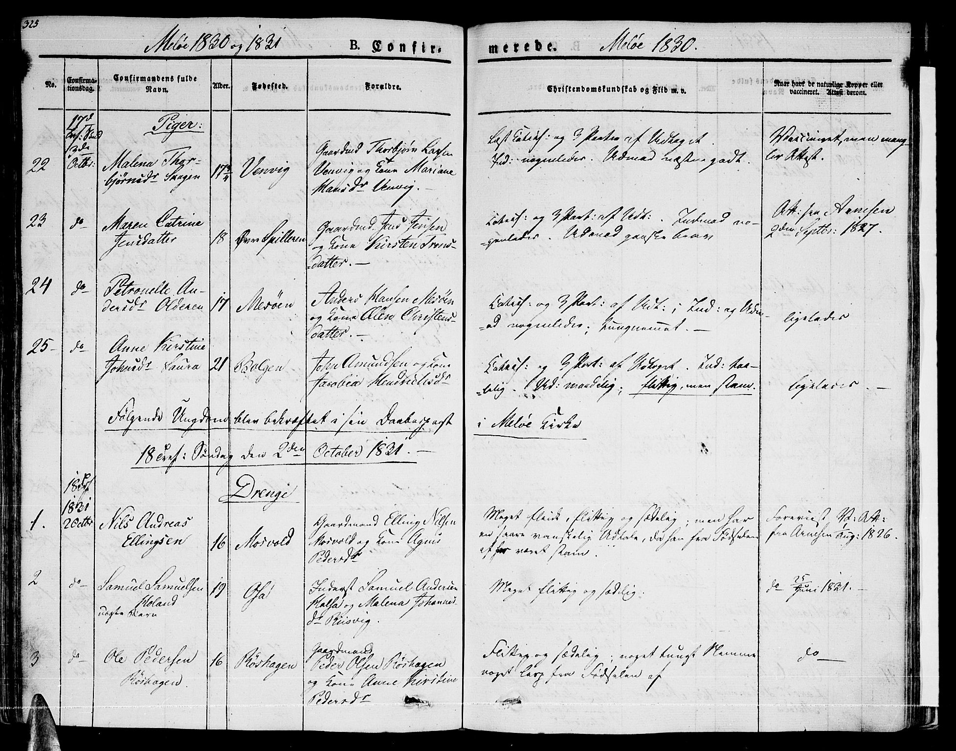 Ministerialprotokoller, klokkerbøker og fødselsregistre - Nordland, SAT/A-1459/841/L0598: Parish register (official) no. 841A06 /2, 1825-1844, p. 325