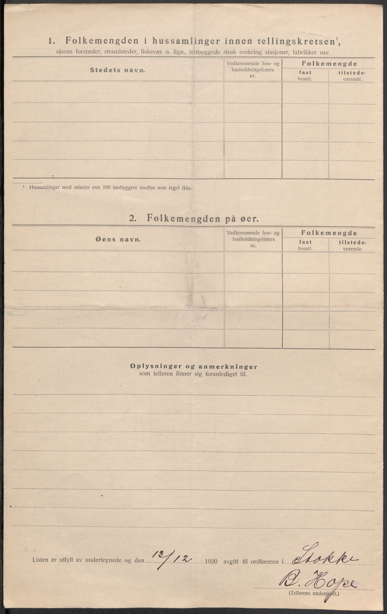 SAKO, 1920 census for Stokke, 1920, p. 9