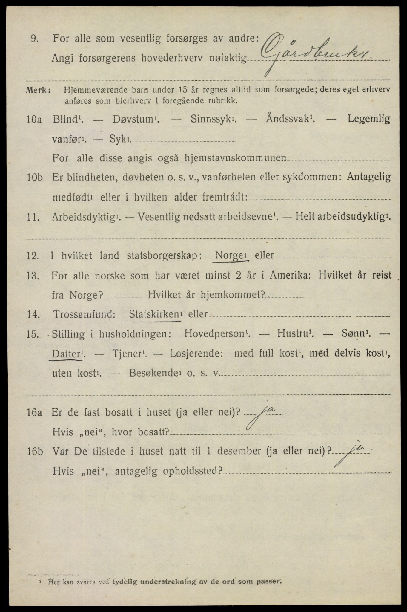 SAO, 1920 census for Degernes, 1920, p. 2727