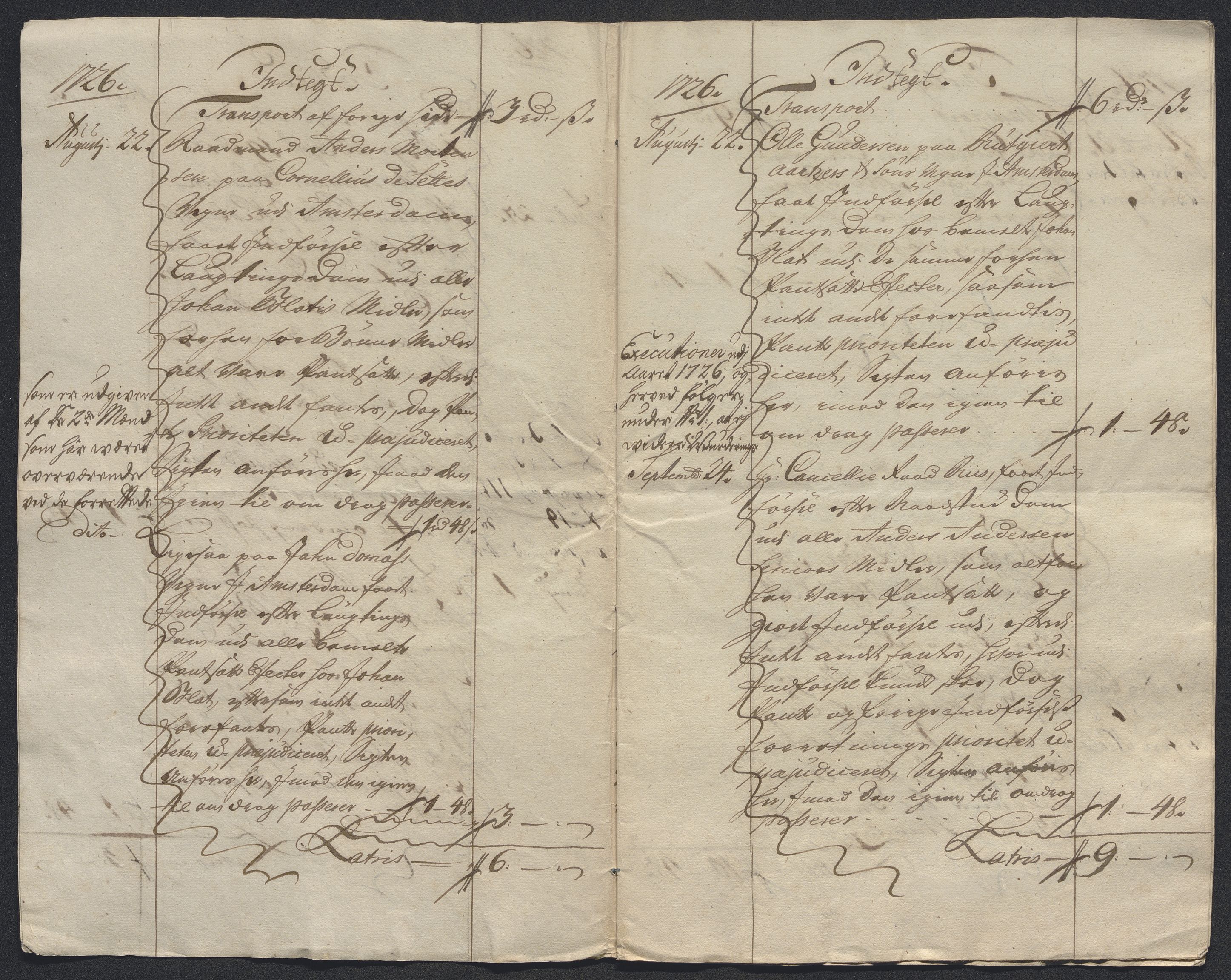 Rentekammeret inntil 1814, Reviderte regnskaper, Byregnskaper, AV/RA-EA-4066/R/Rm/L0286: [M19] Sikt og sakefall, 1719-1727, p. 535