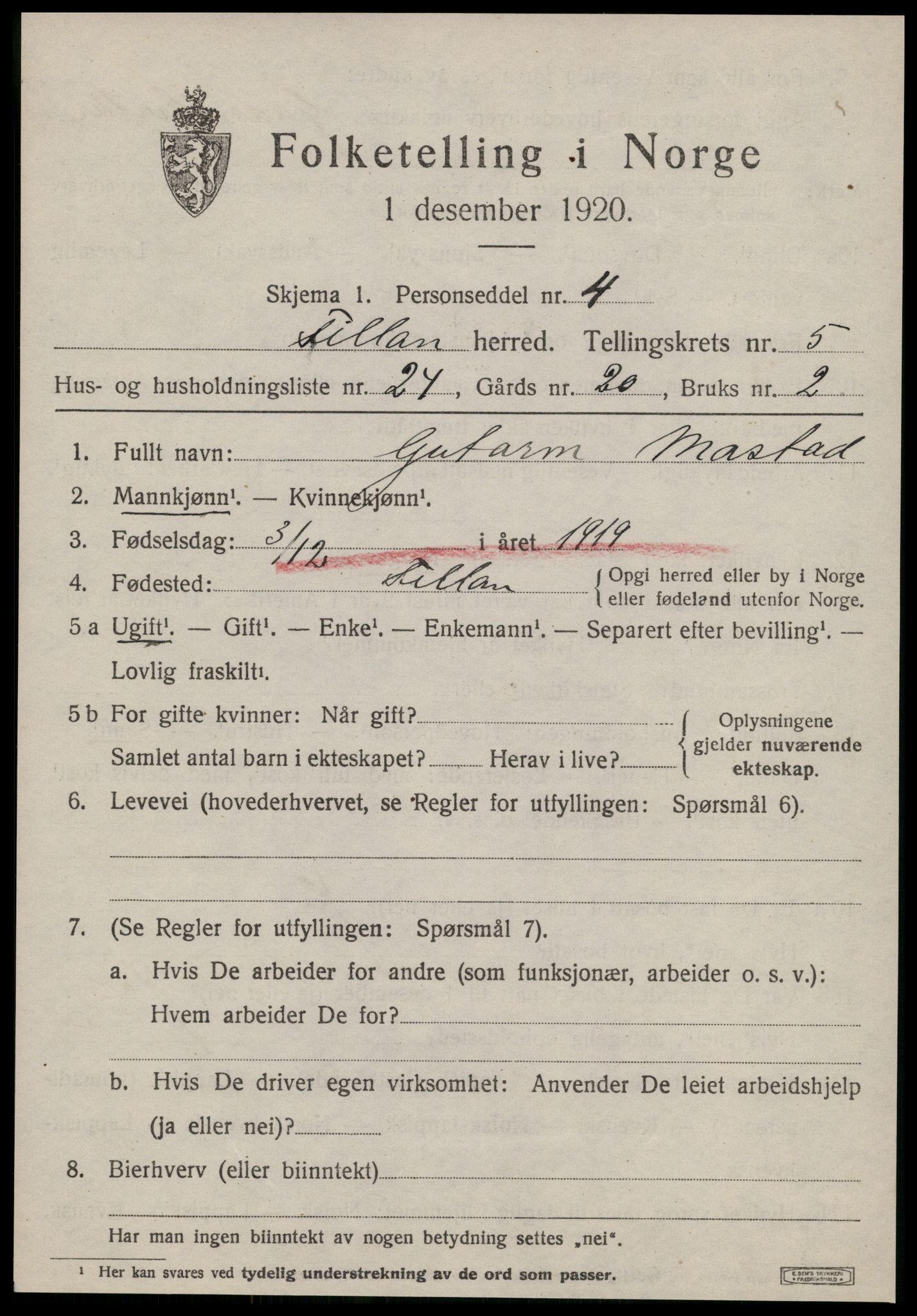 SAT, 1920 census for Fillan, 1920, p. 2628