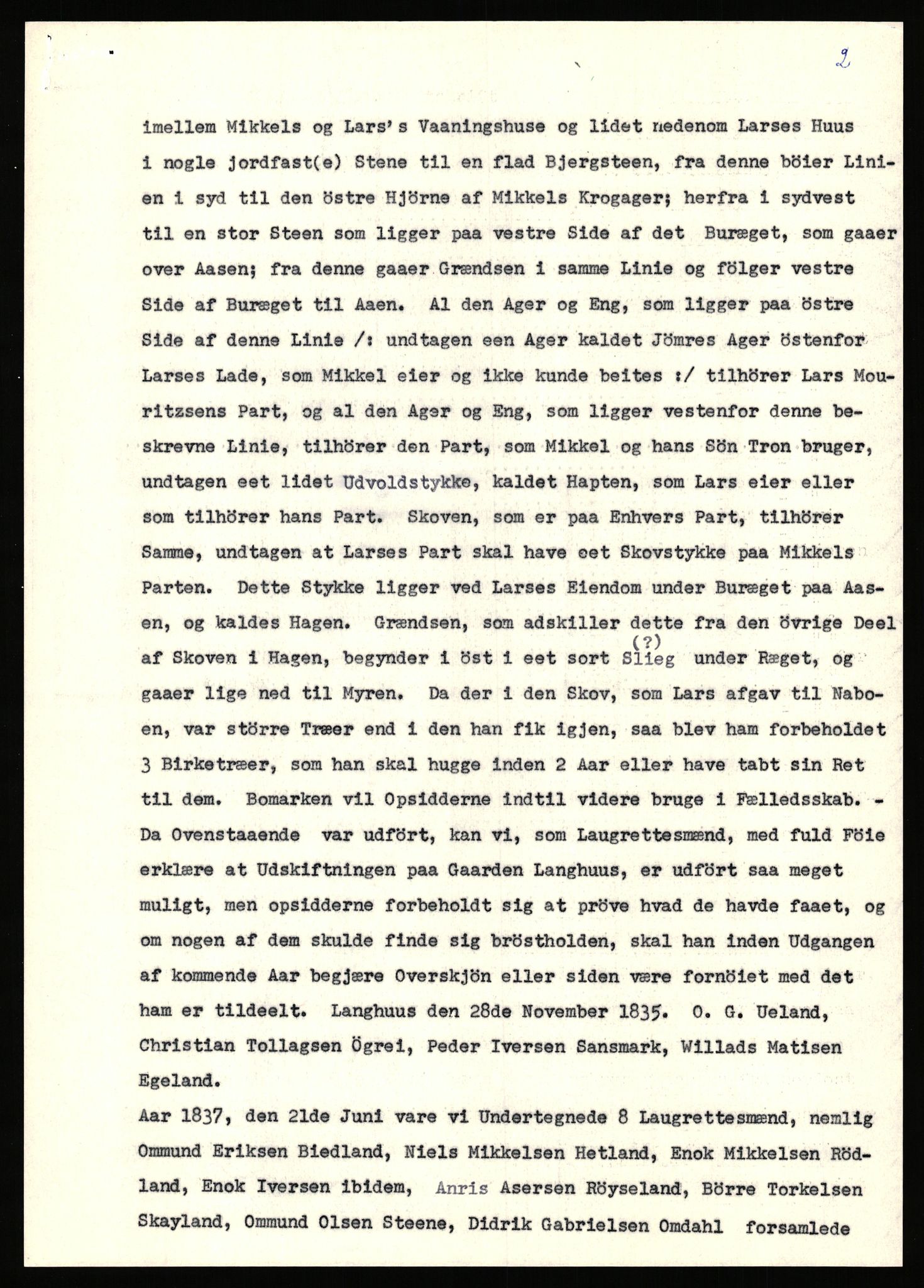 Statsarkivet i Stavanger, SAST/A-101971/03/Y/Yj/L0052: Avskrifter sortert etter gårdsnavn: Landråk  - Leidland, 1750-1930, p. 77