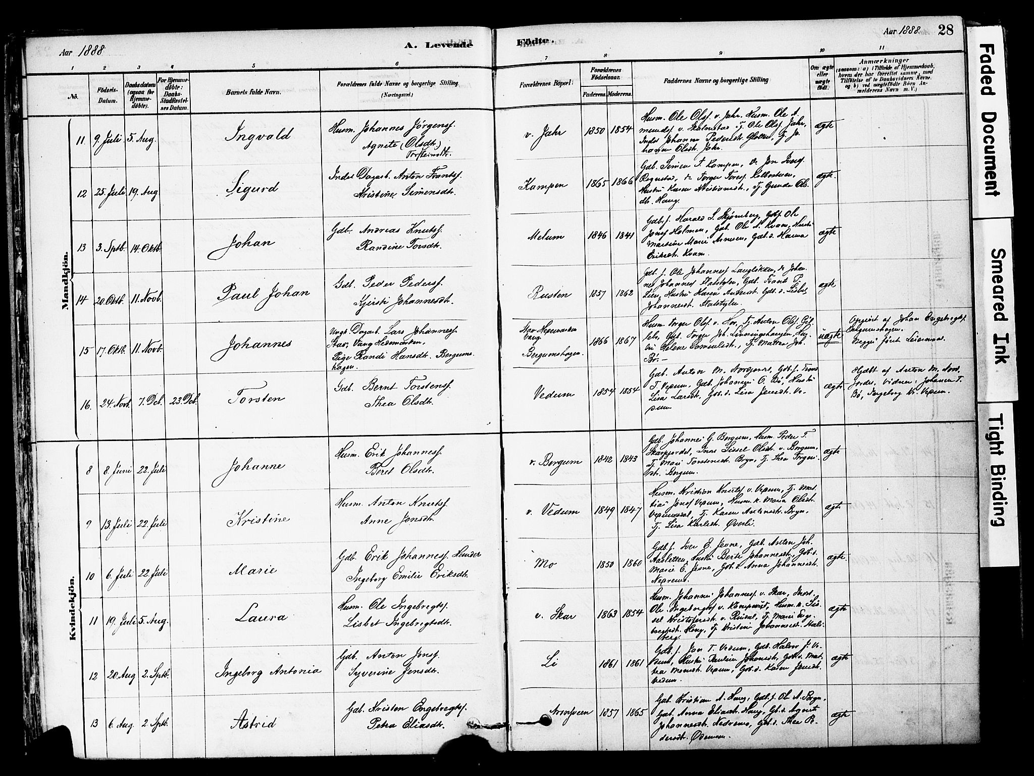 Øyer prestekontor, AV/SAH-PREST-084/H/Ha/Haa/L0008: Parish register (official) no. 8, 1878-1897, p. 28