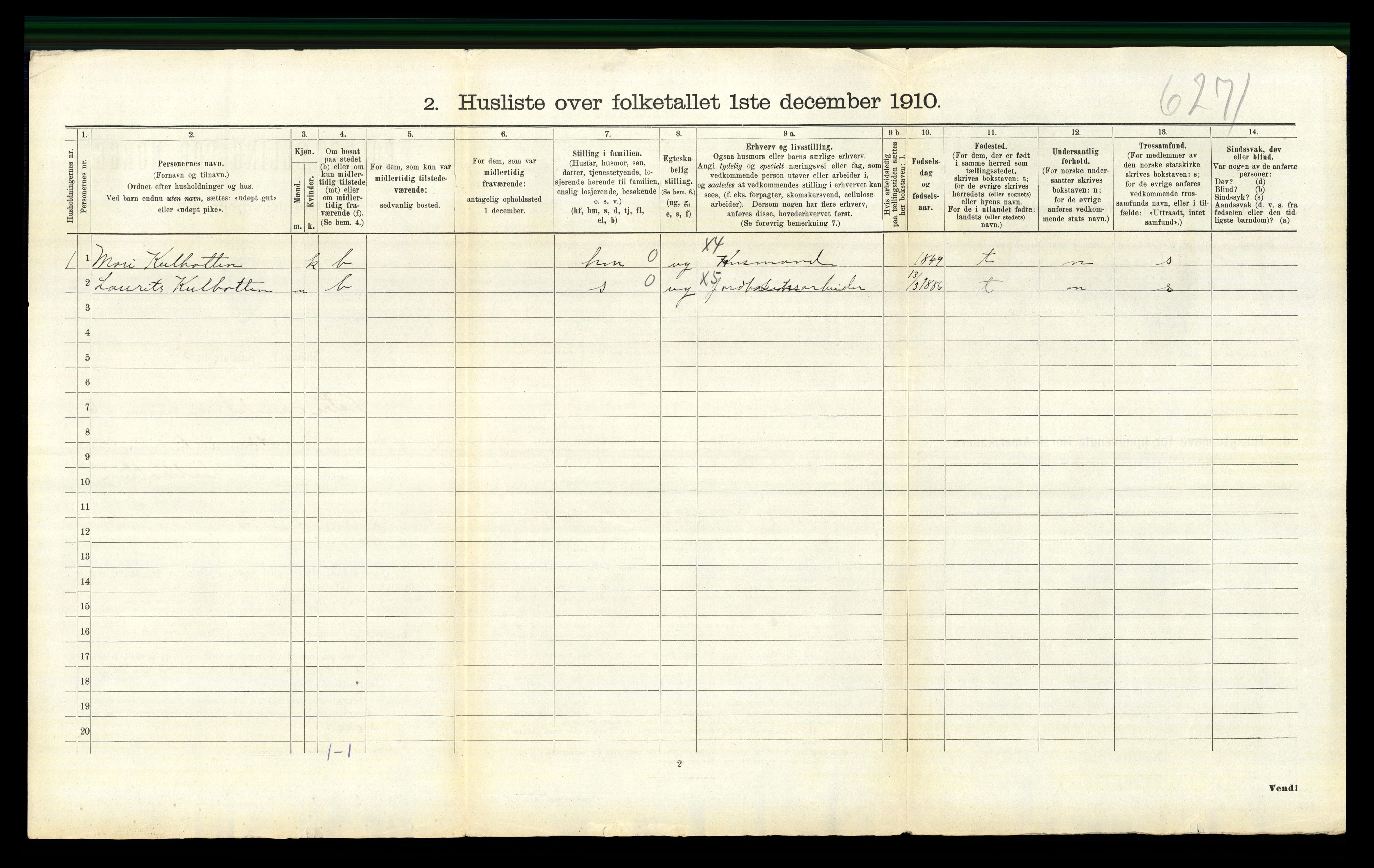 RA, 1910 census for Vestre Gausdal, 1910, p. 858