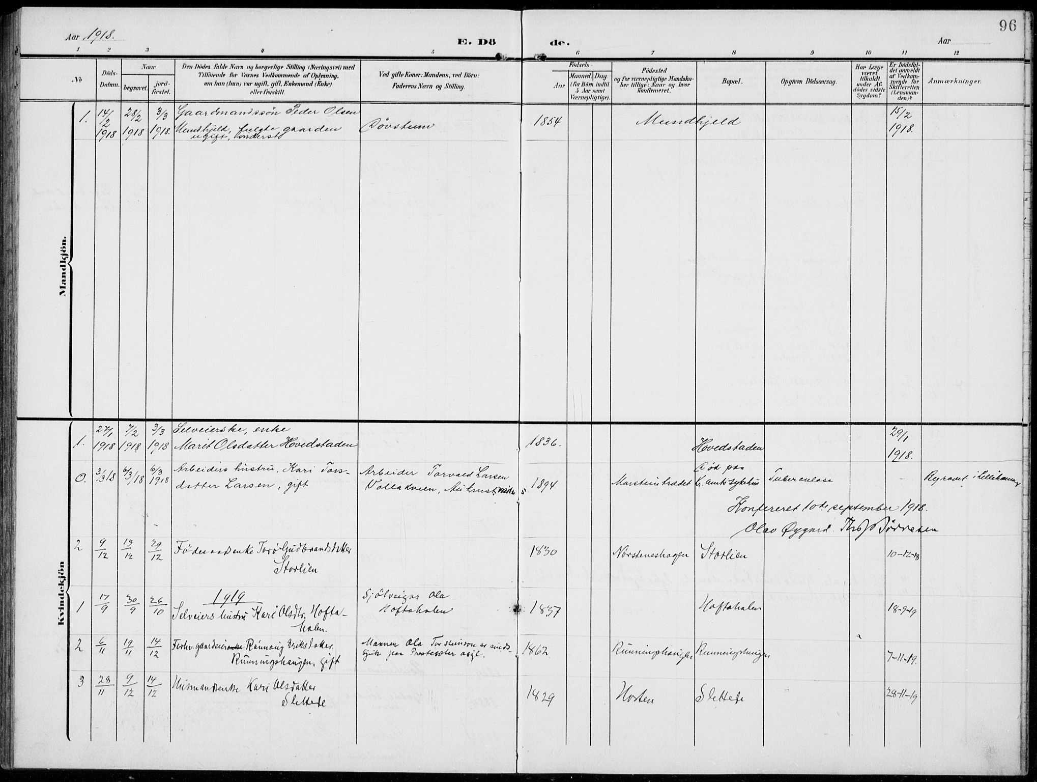 Lom prestekontor, SAH/PREST-070/L/L0007: Parish register (copy) no. 7, 1904-1938, p. 96