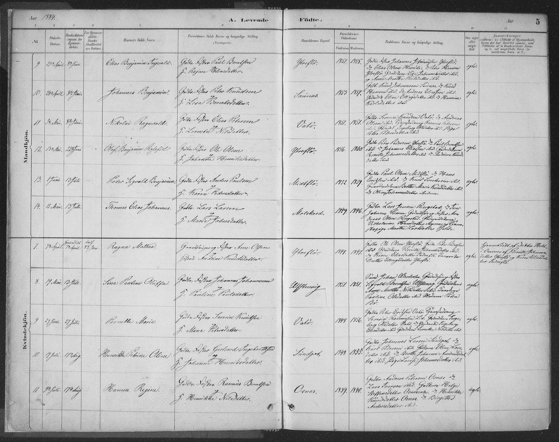 Ministerialprotokoller, klokkerbøker og fødselsregistre - Møre og Romsdal, SAT/A-1454/509/L0106: Parish register (official) no. 509A04, 1883-1922, p. 5