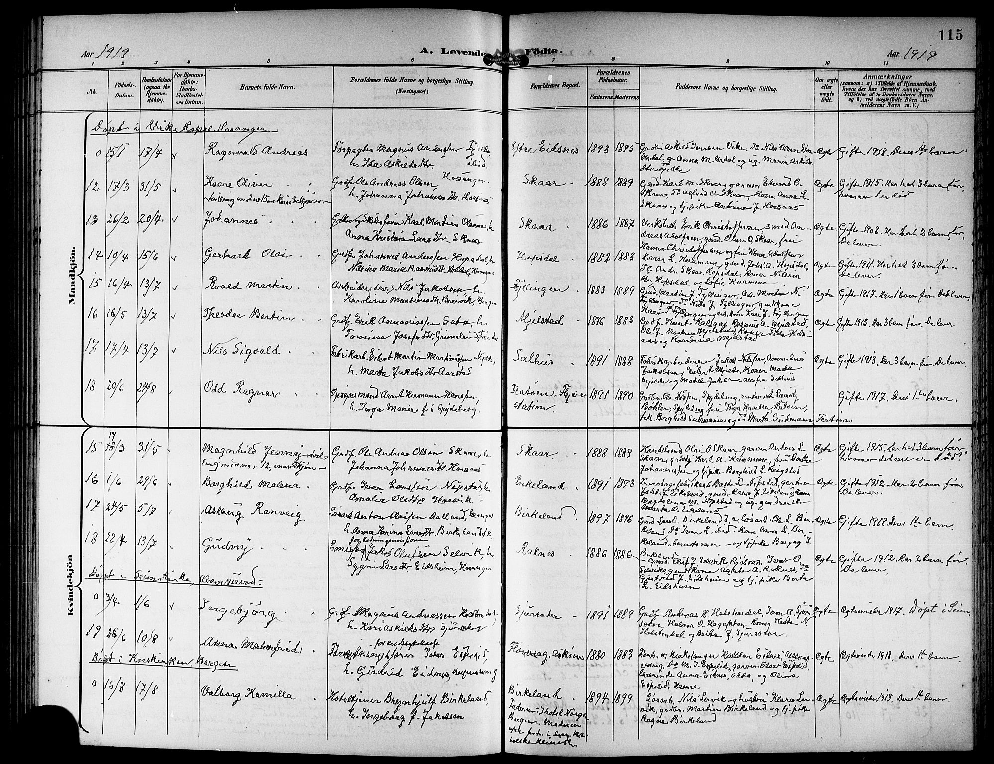 Hamre sokneprestembete, SAB/A-75501/H/Ha/Hab: Parish register (copy) no. B 4, 1898-1919, p. 115