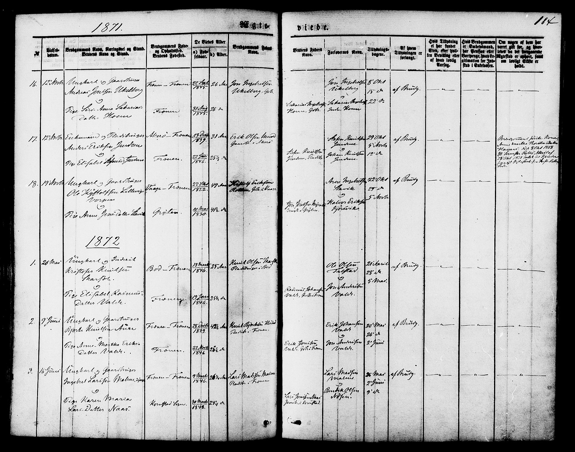 Ministerialprotokoller, klokkerbøker og fødselsregistre - Møre og Romsdal, SAT/A-1454/565/L0749: Parish register (official) no. 565A03, 1871-1886, p. 184