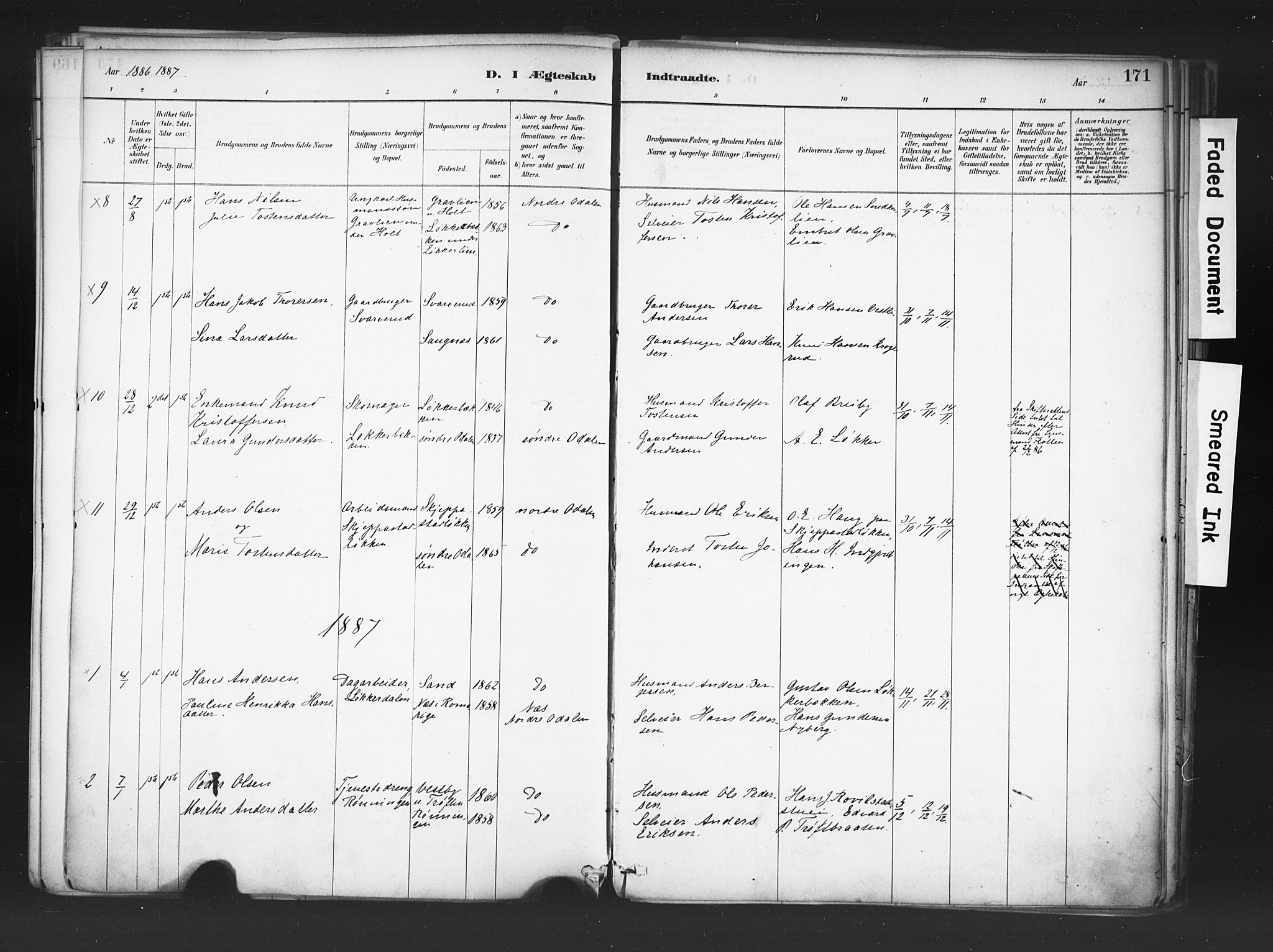 Nord-Odal prestekontor, AV/SAH-PREST-032/H/Ha/Haa/L0006: Parish register (official) no. 6, 1886-1901, p. 171