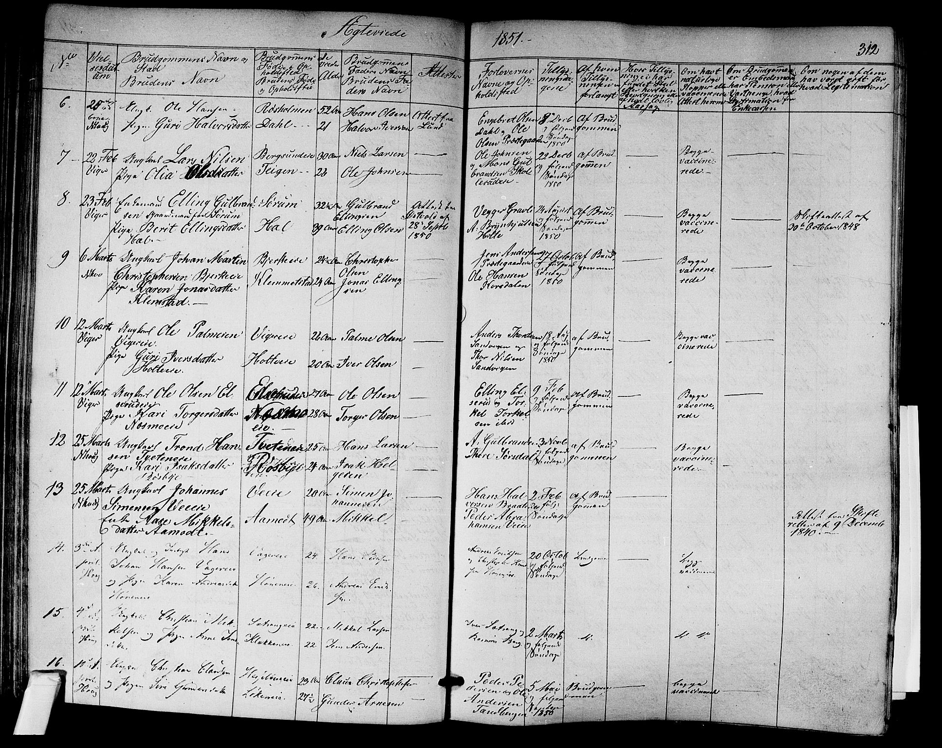 Norderhov kirkebøker, AV/SAKO-A-237/F/Fa/L0011: Parish register (official) no. 11, 1847-1856, p. 312