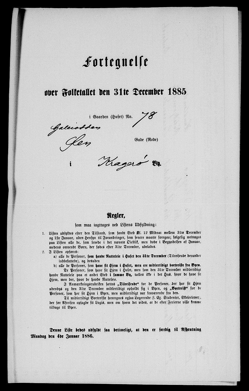 SAKO, 1885 census for 0801 Kragerø, 1885, p. 612