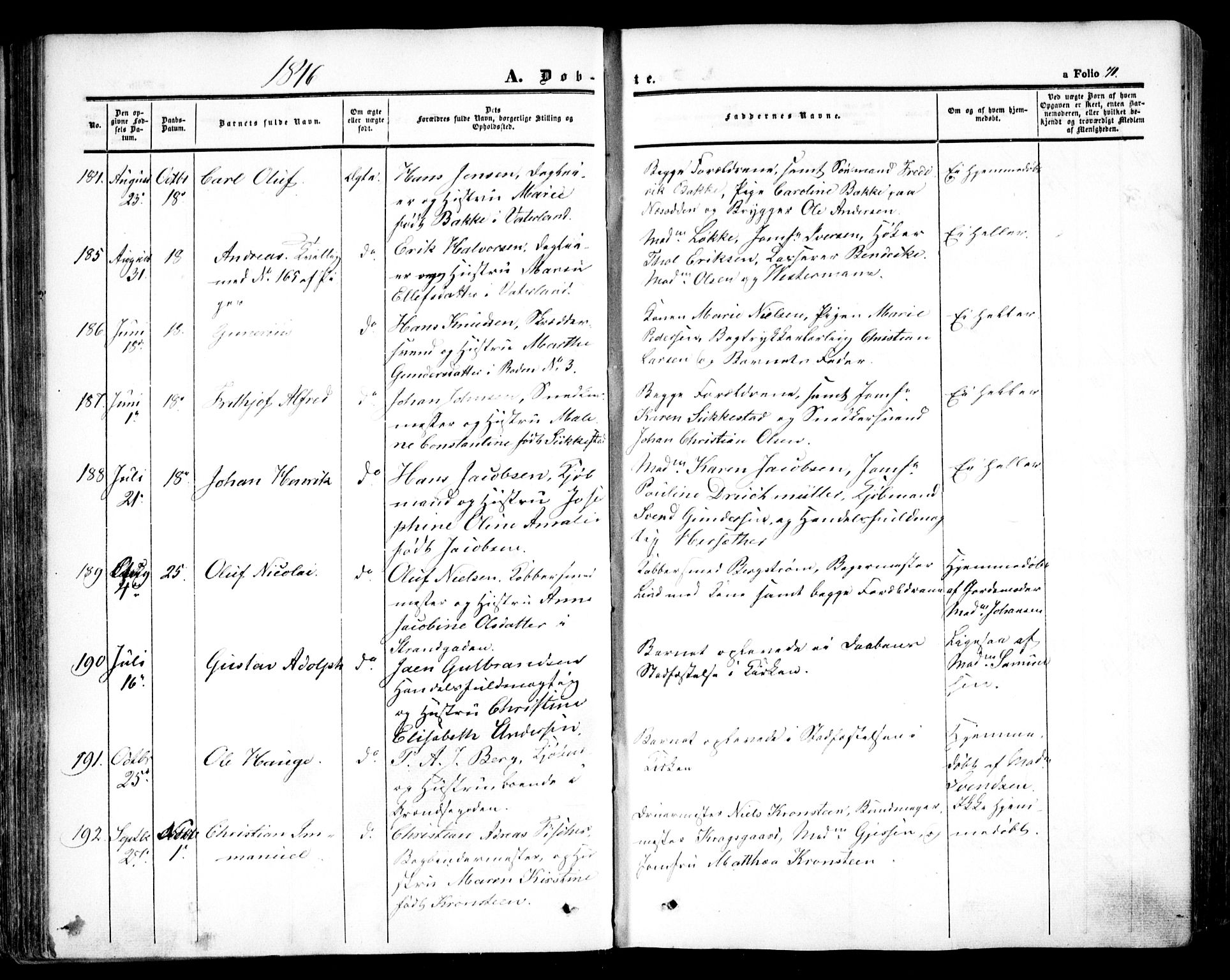 Oslo domkirke Kirkebøker, SAO/A-10752/F/Fa/L0013: Parish register (official) no. 13, 1844-1864, p. 71
