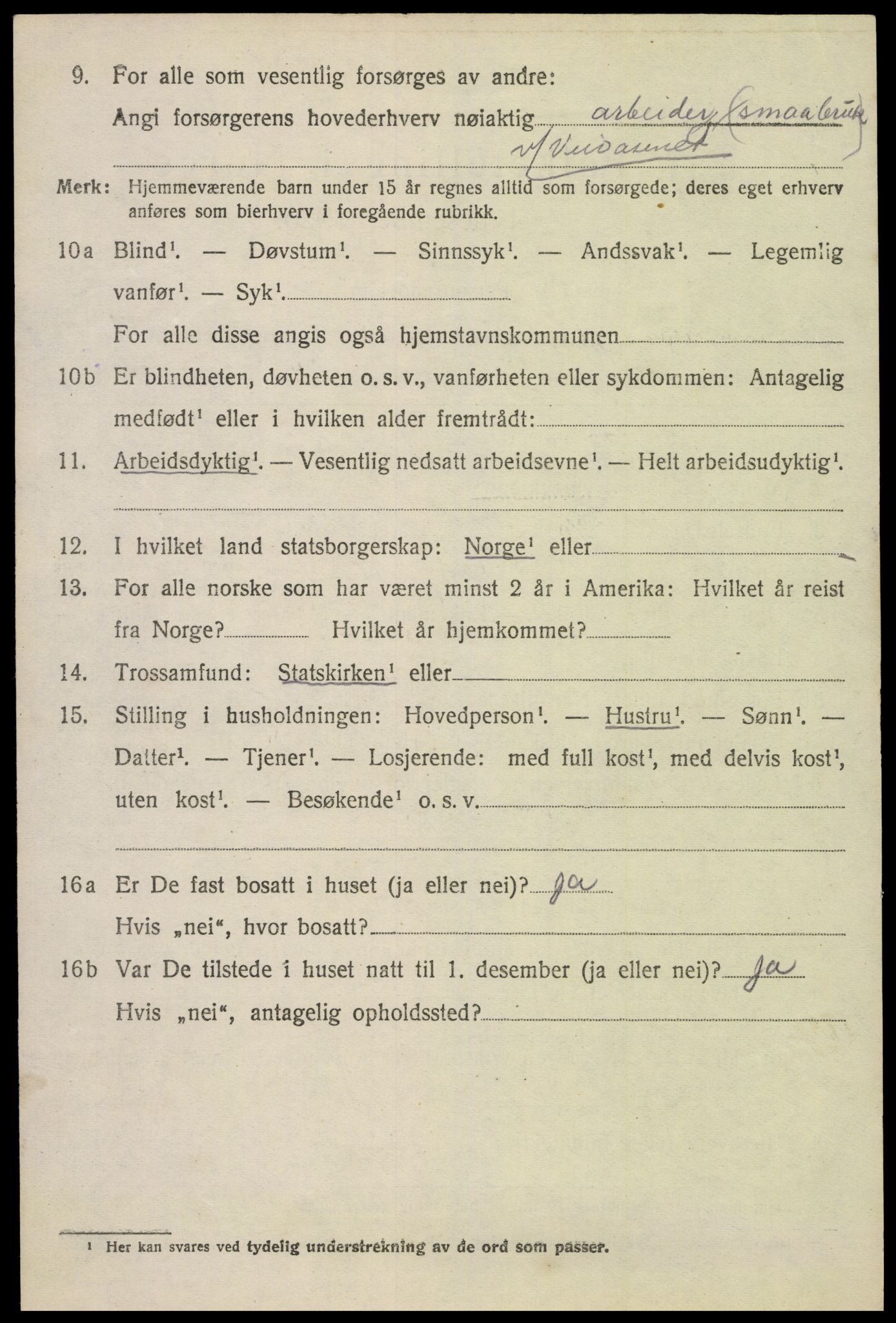 SAK, 1920 census for Hylestad, 1920, p. 1113