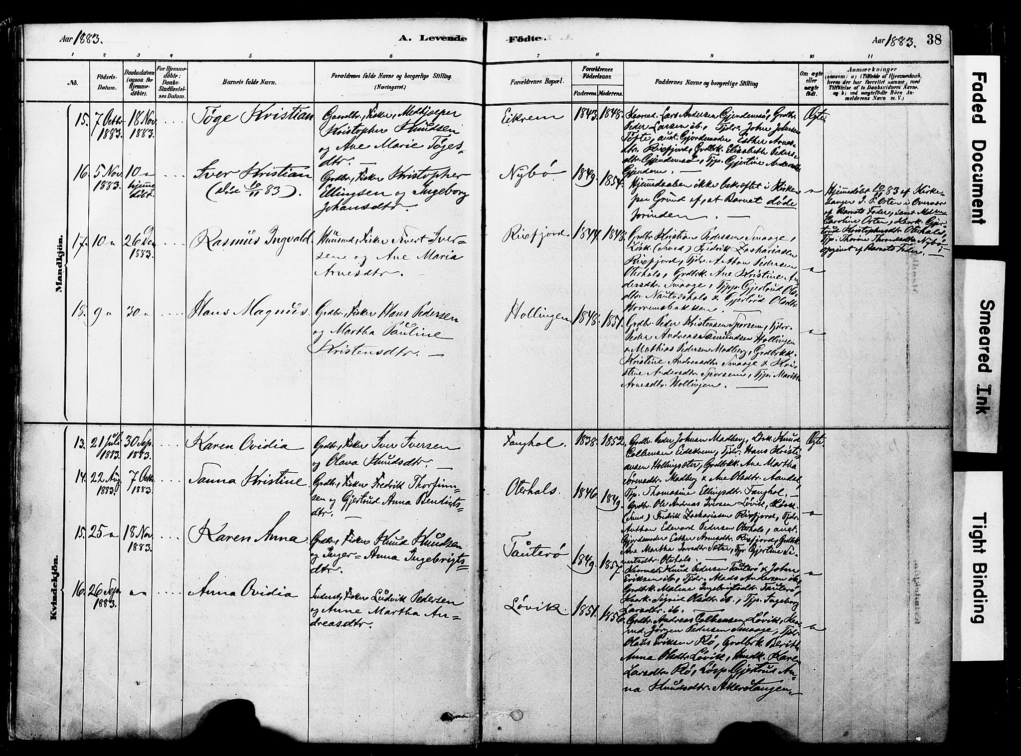 Ministerialprotokoller, klokkerbøker og fødselsregistre - Møre og Romsdal, SAT/A-1454/560/L0721: Parish register (official) no. 560A05, 1878-1917, p. 38