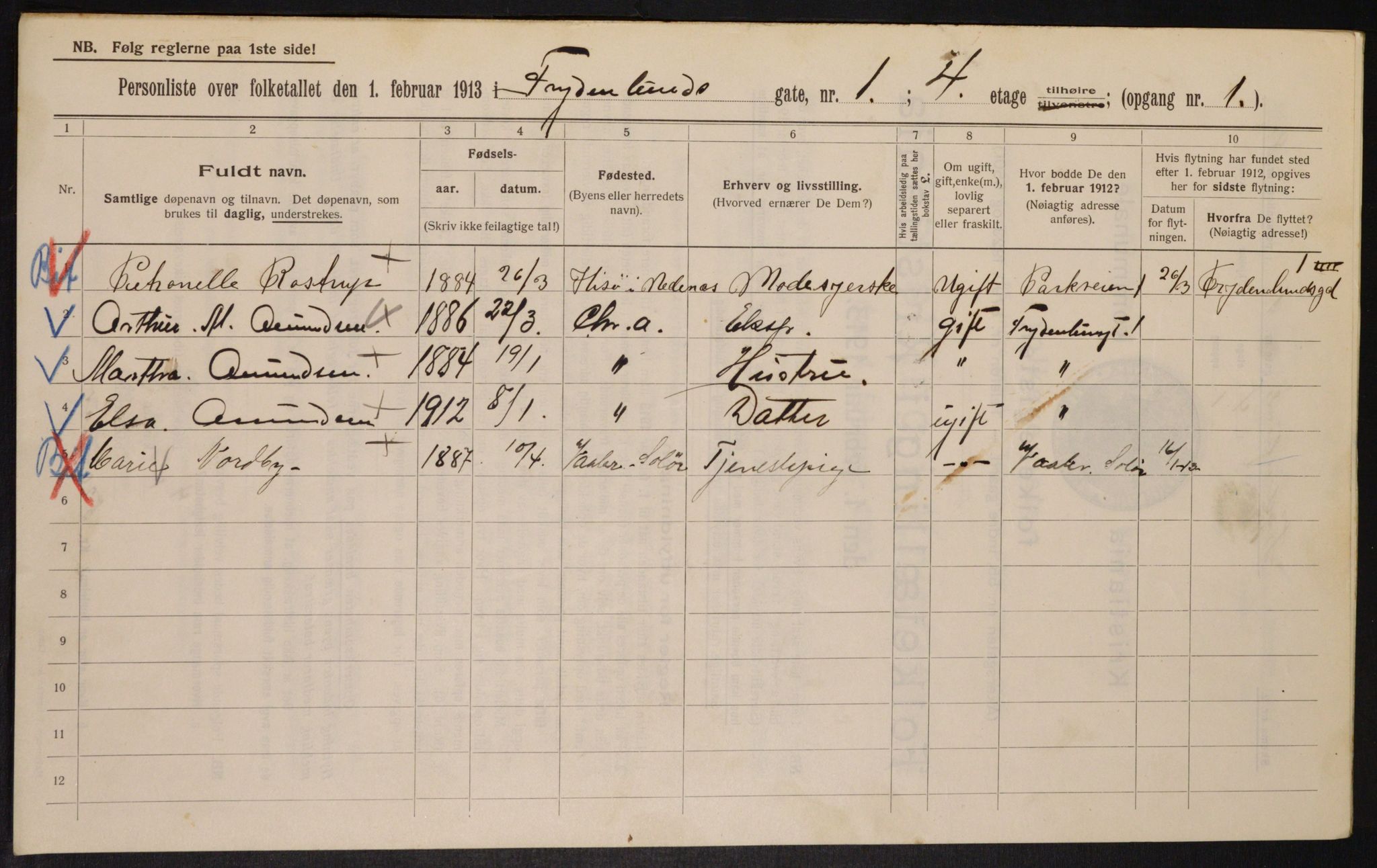 OBA, Municipal Census 1913 for Kristiania, 1913, p. 28093